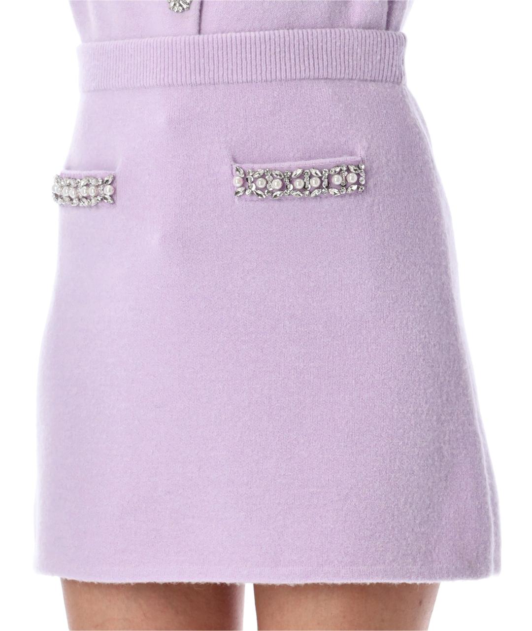 SELF-PORTRAIT Антрацитовая вискозная юбка мини, фото 3