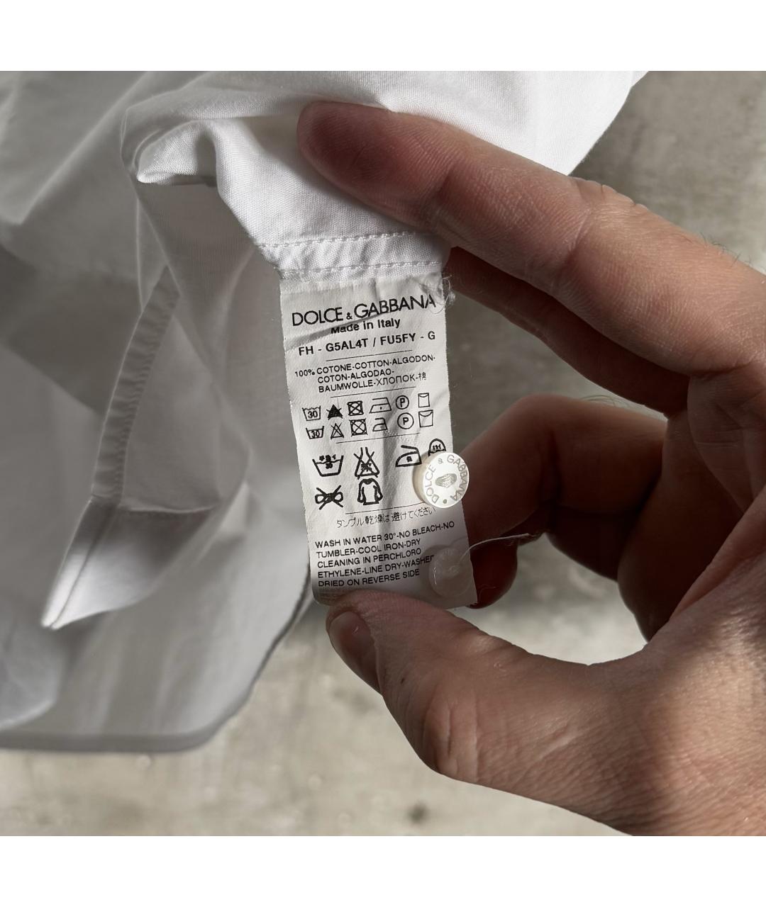 DOLCE&GABBANA Белая хлопковая кэжуал рубашка, фото 8