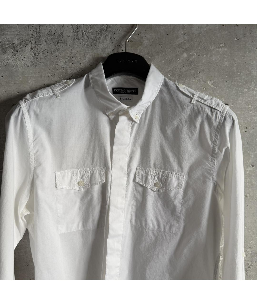 DOLCE&GABBANA Белая хлопковая кэжуал рубашка, фото 4