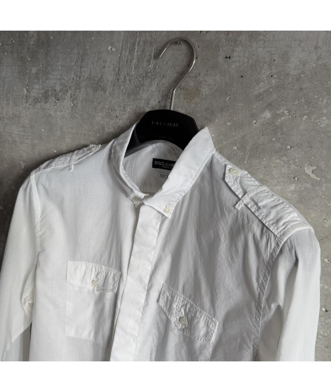 DOLCE&GABBANA Белая хлопковая кэжуал рубашка, фото 7