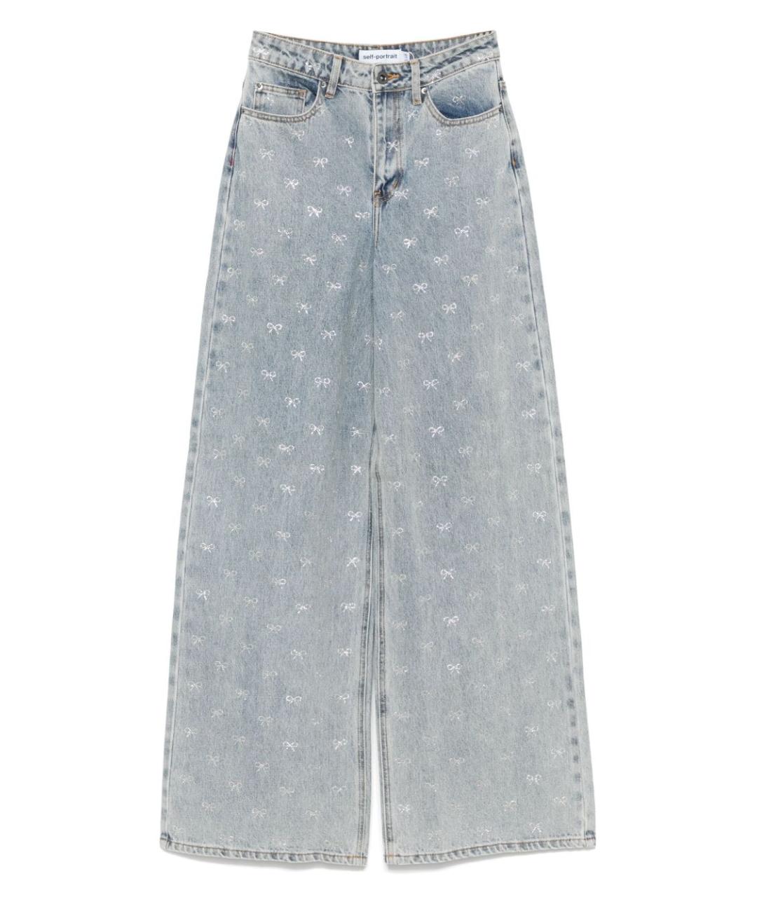 SELF-PORTRAIT Голубые хлопковые прямые джинсы, фото 1