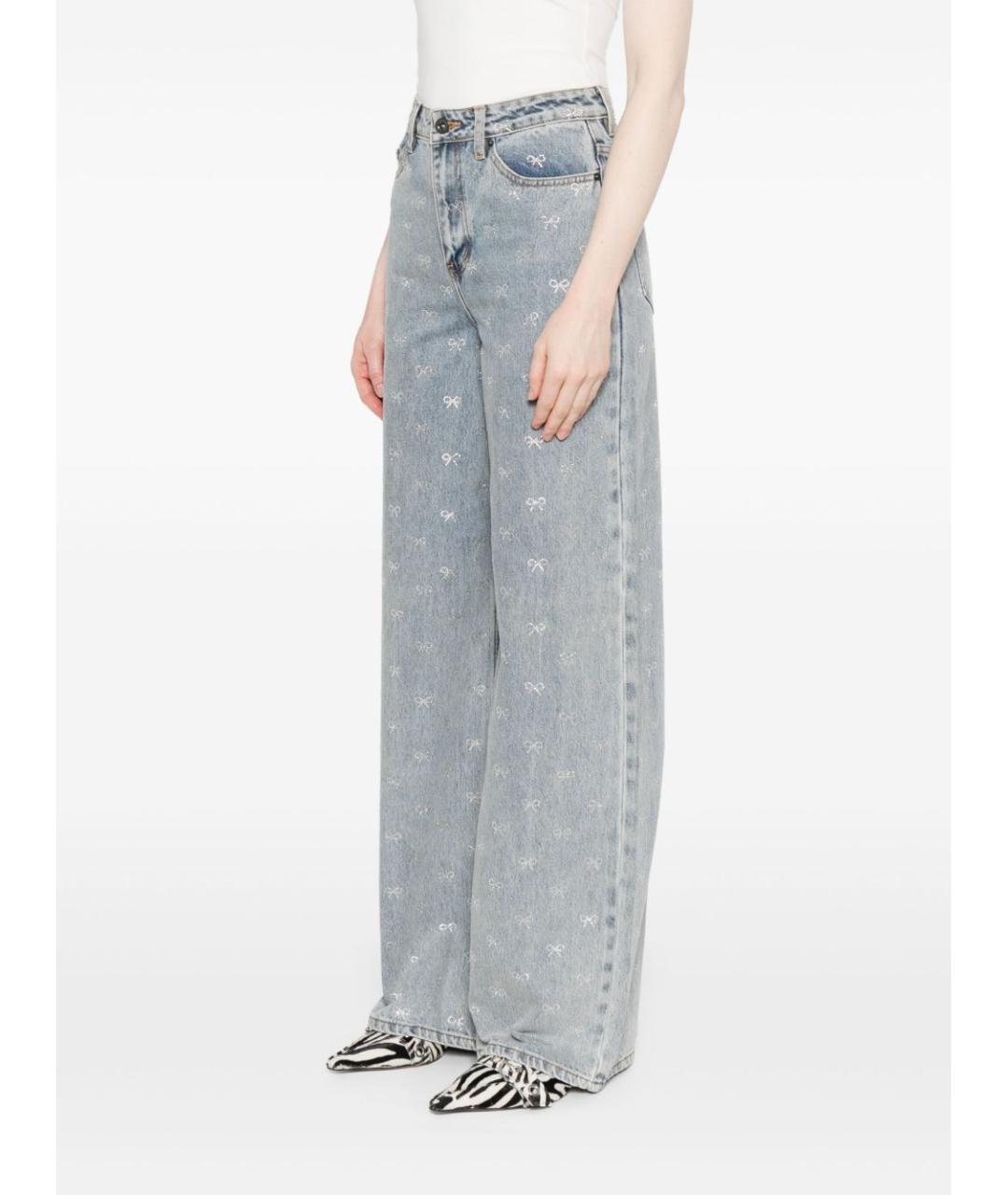 SELF-PORTRAIT Голубые хлопковые прямые джинсы, фото 4