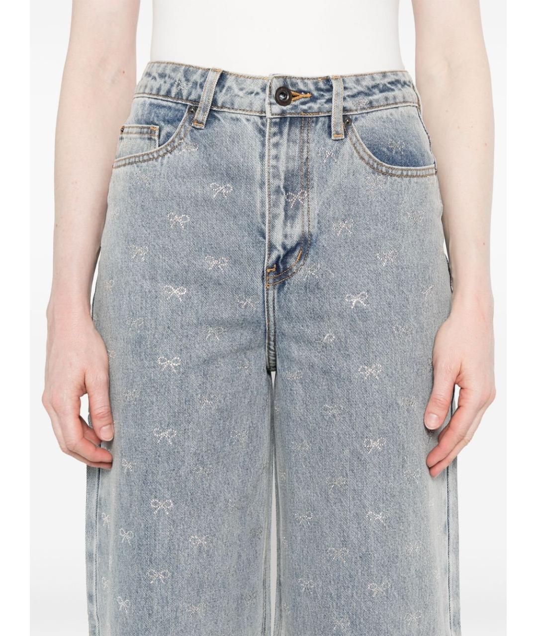 SELF-PORTRAIT Голубые хлопковые прямые джинсы, фото 2