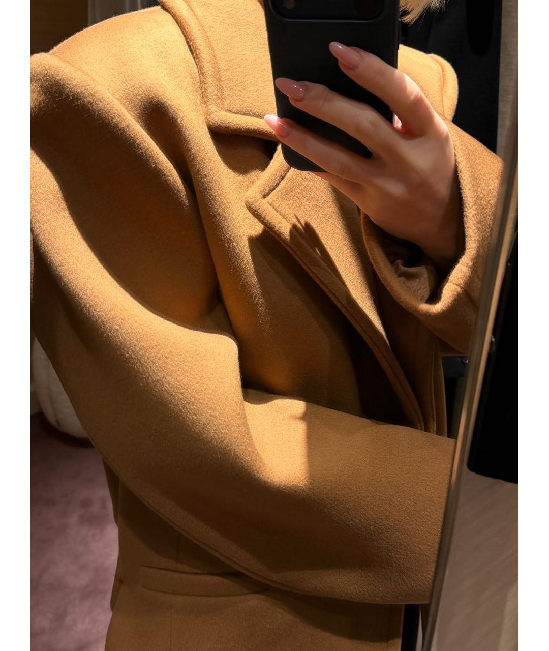 SAINT LAURENT Бежевое шерстяное пальто, фото 6