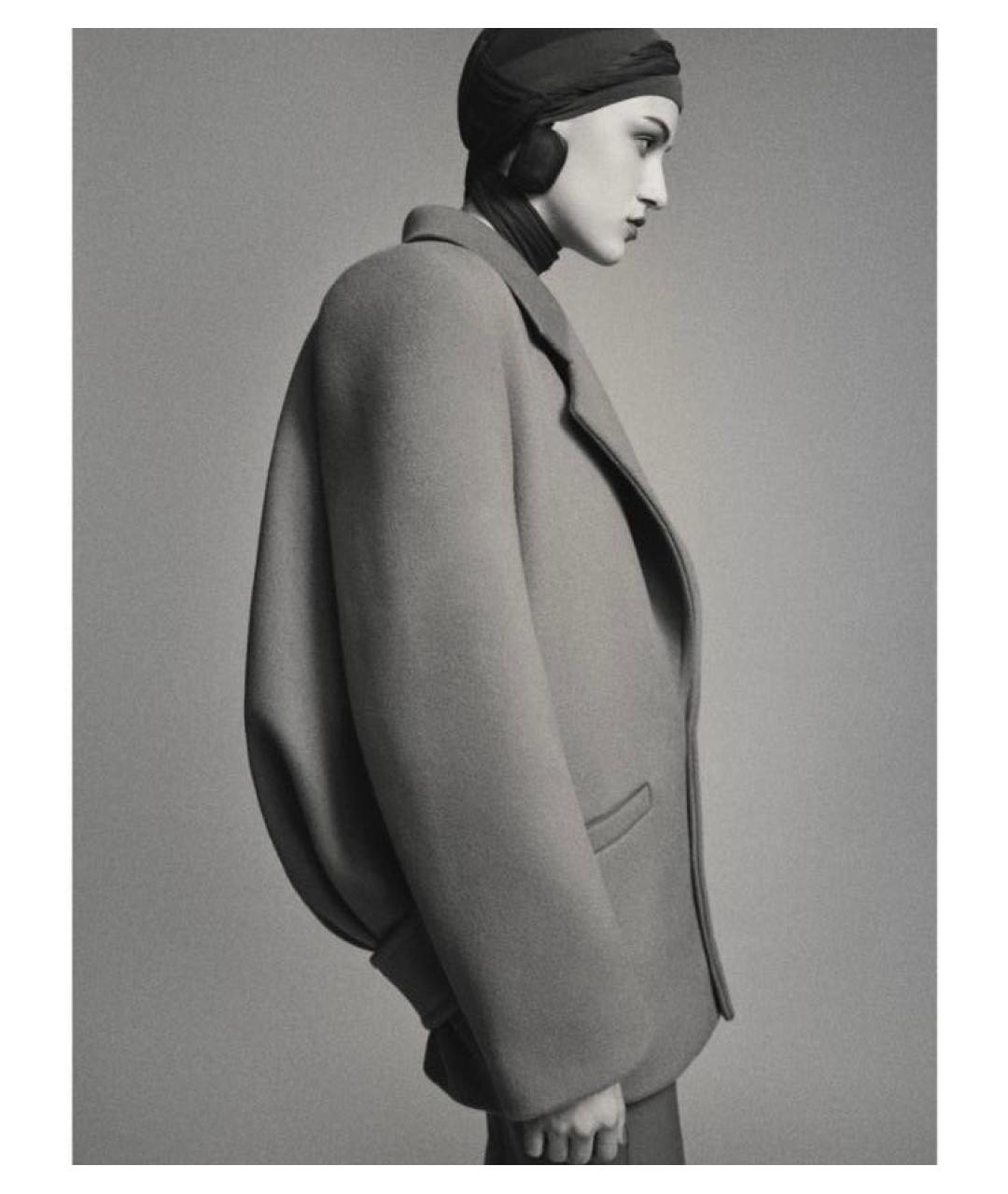 SAINT LAURENT Бежевое шерстяное пальто, фото 4