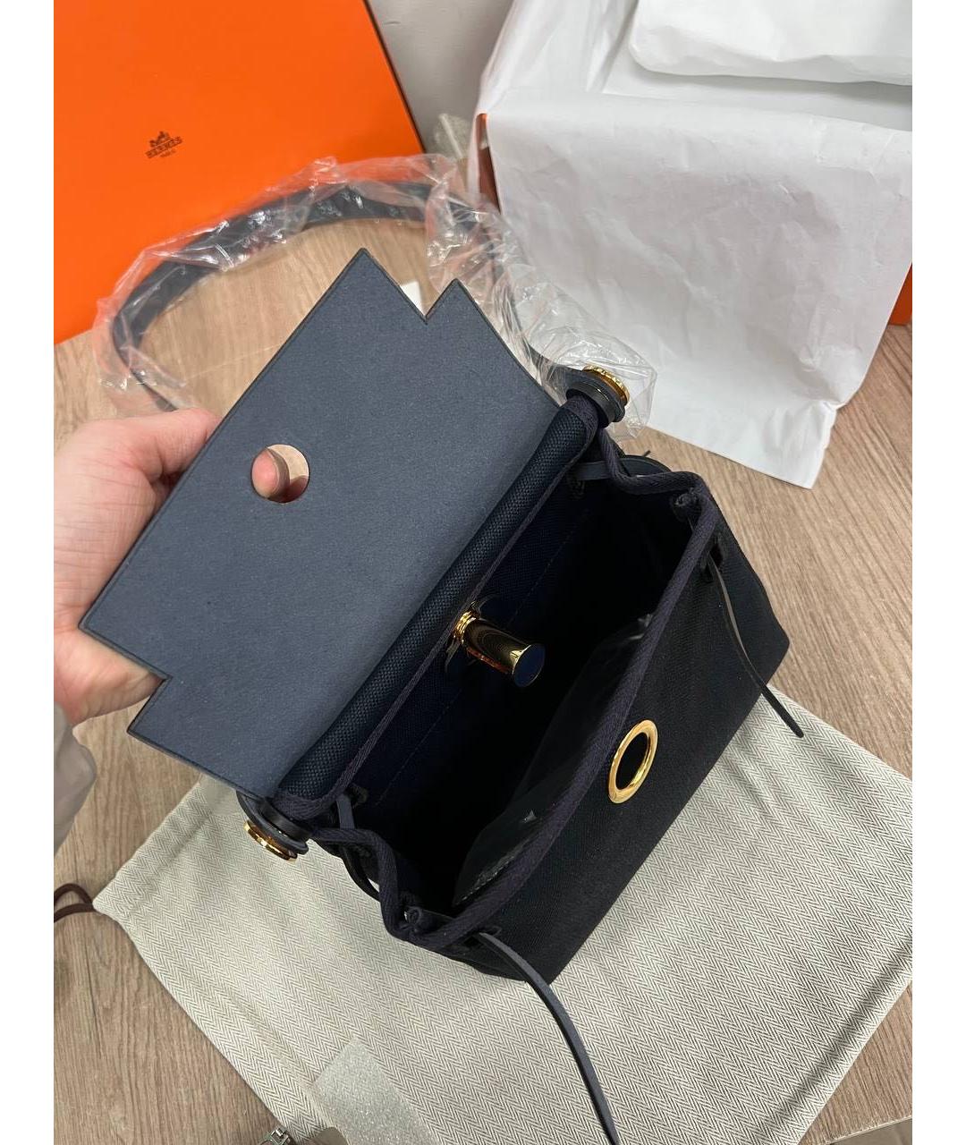 HERMES Темно-синяя тканевая сумка через плечо, фото 7