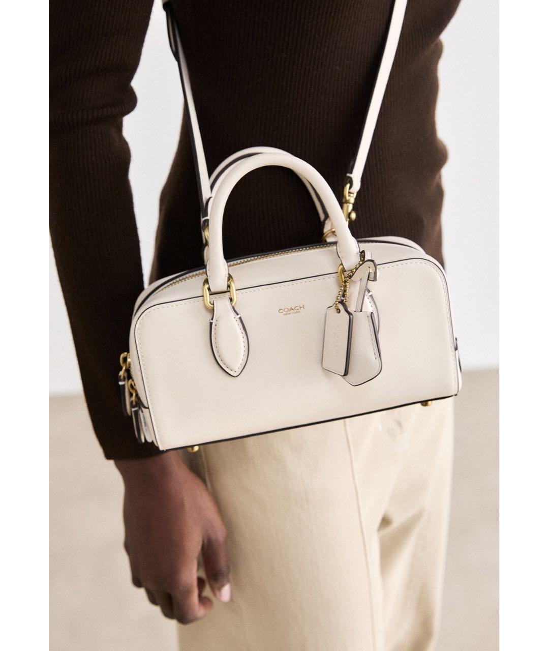 COACH Бежевая кожаная сумка через плечо, фото 5