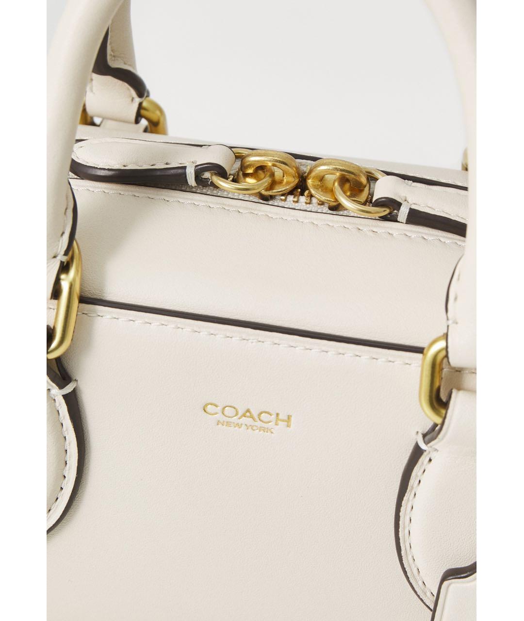 COACH Бежевая кожаная сумка через плечо, фото 3