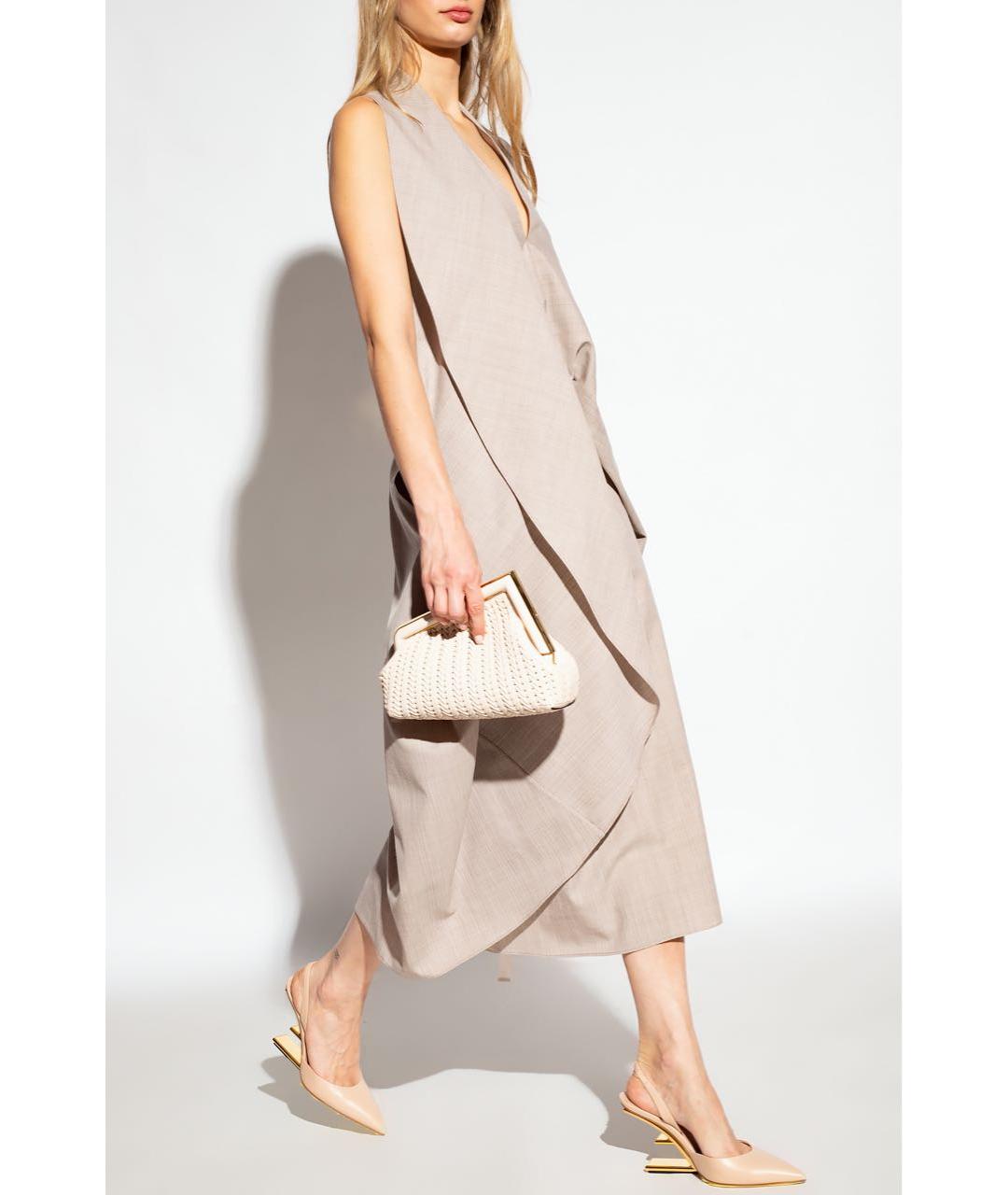 FENDI Бежевое шерстяное платье, фото 2