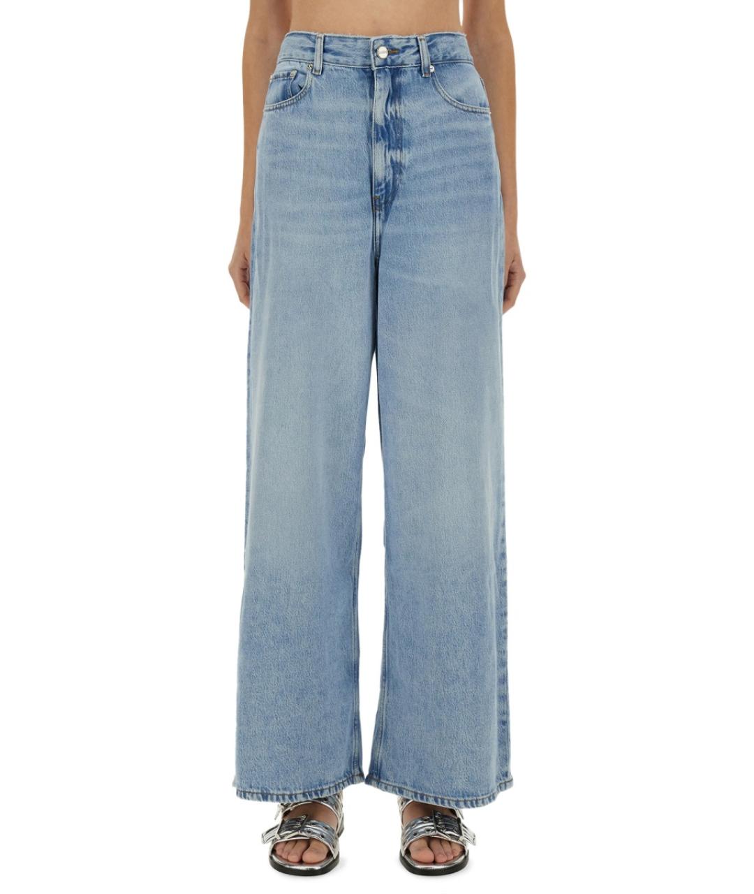 GANNI Синие хлопковые прямые джинсы, фото 2