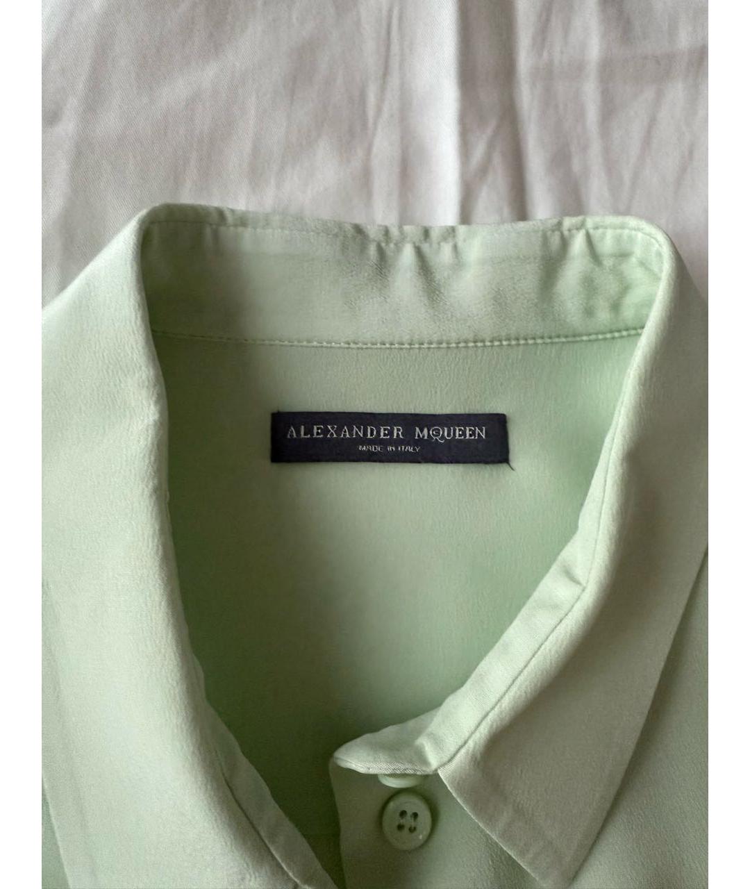 ALEXANDER MCQUEEN Бирюзовая шелковая блузы, фото 3