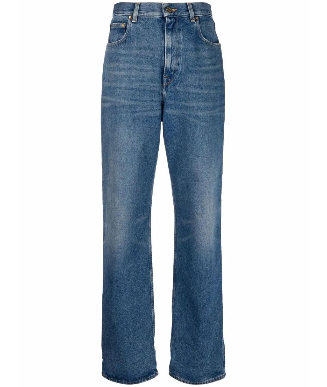 GOLDEN GOOSE DELUXE BRAND Голубые хлопковые прямые джинсы, фото 1