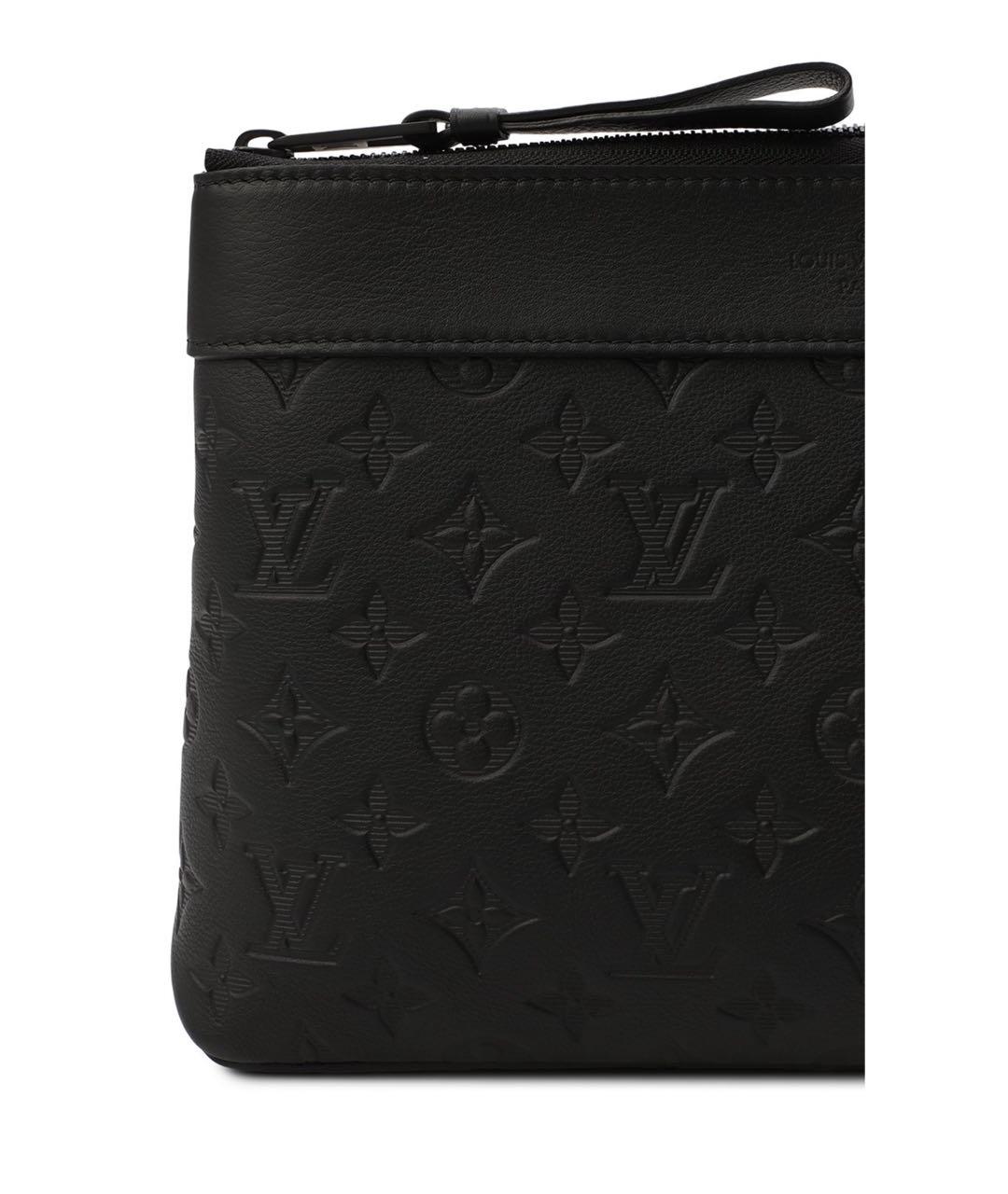 LOUIS VUITTON Черная кожаная барсетка, фото 6