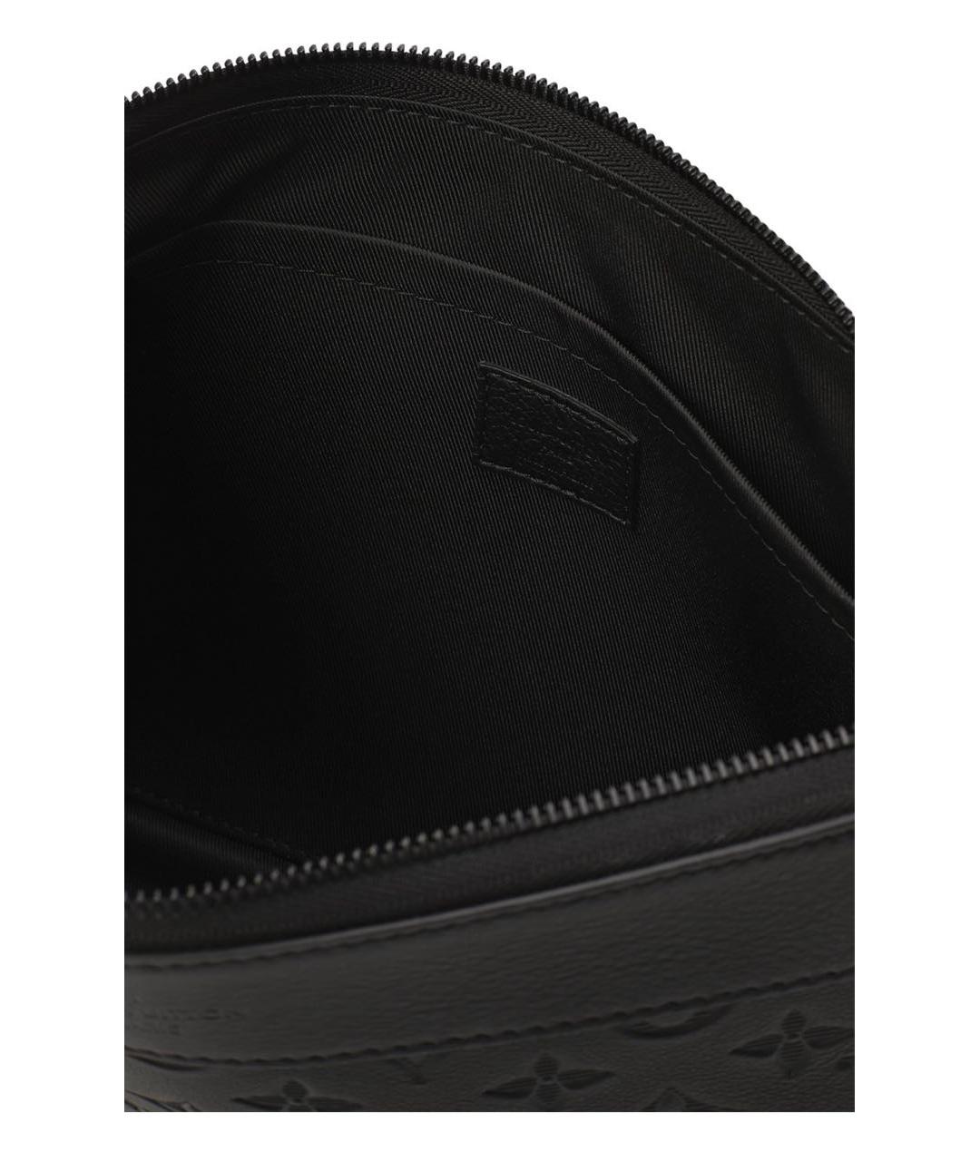 LOUIS VUITTON Черная кожаная барсетка, фото 7