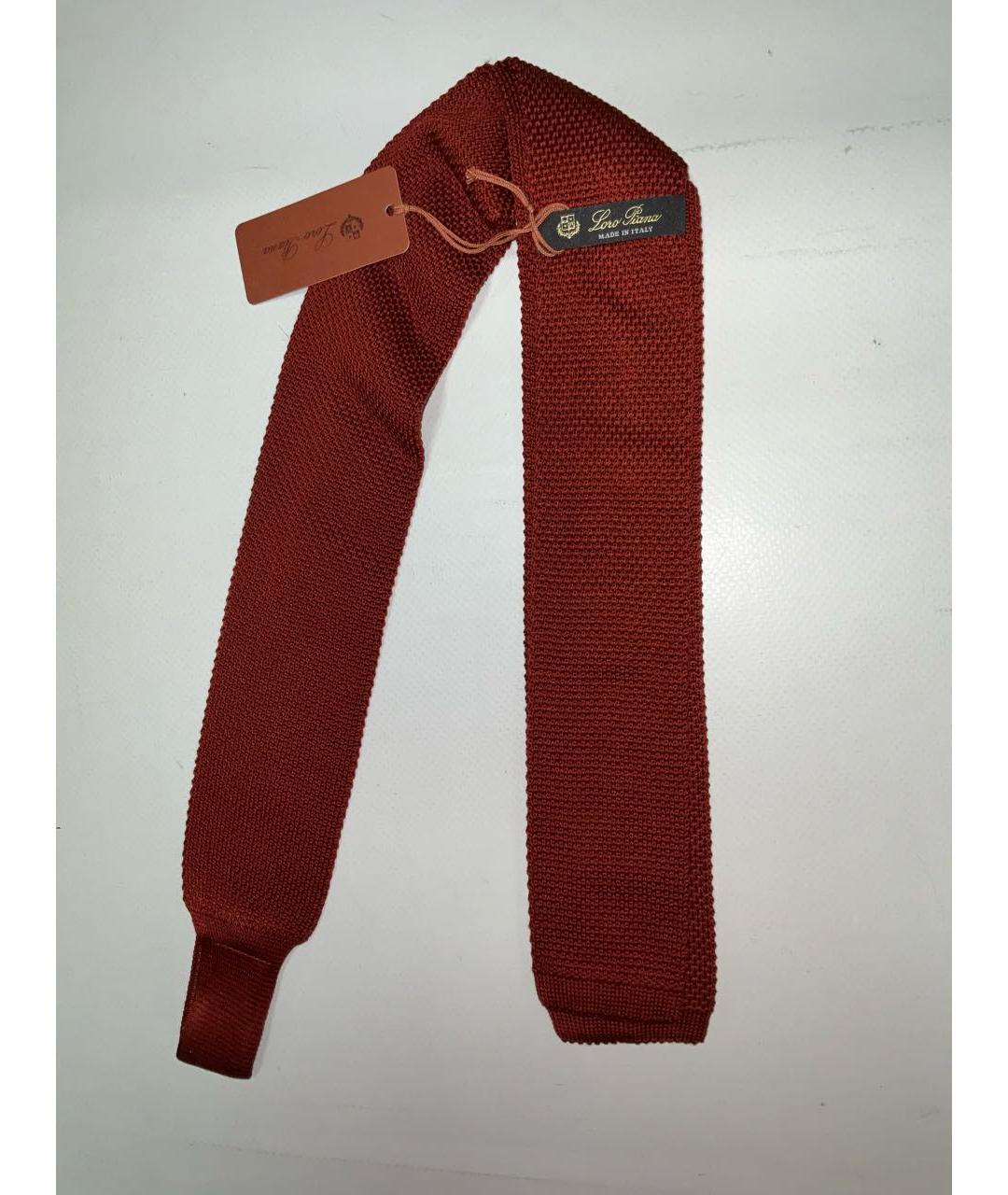 LORO PIANA Бордовый шелковый галстук, фото 3