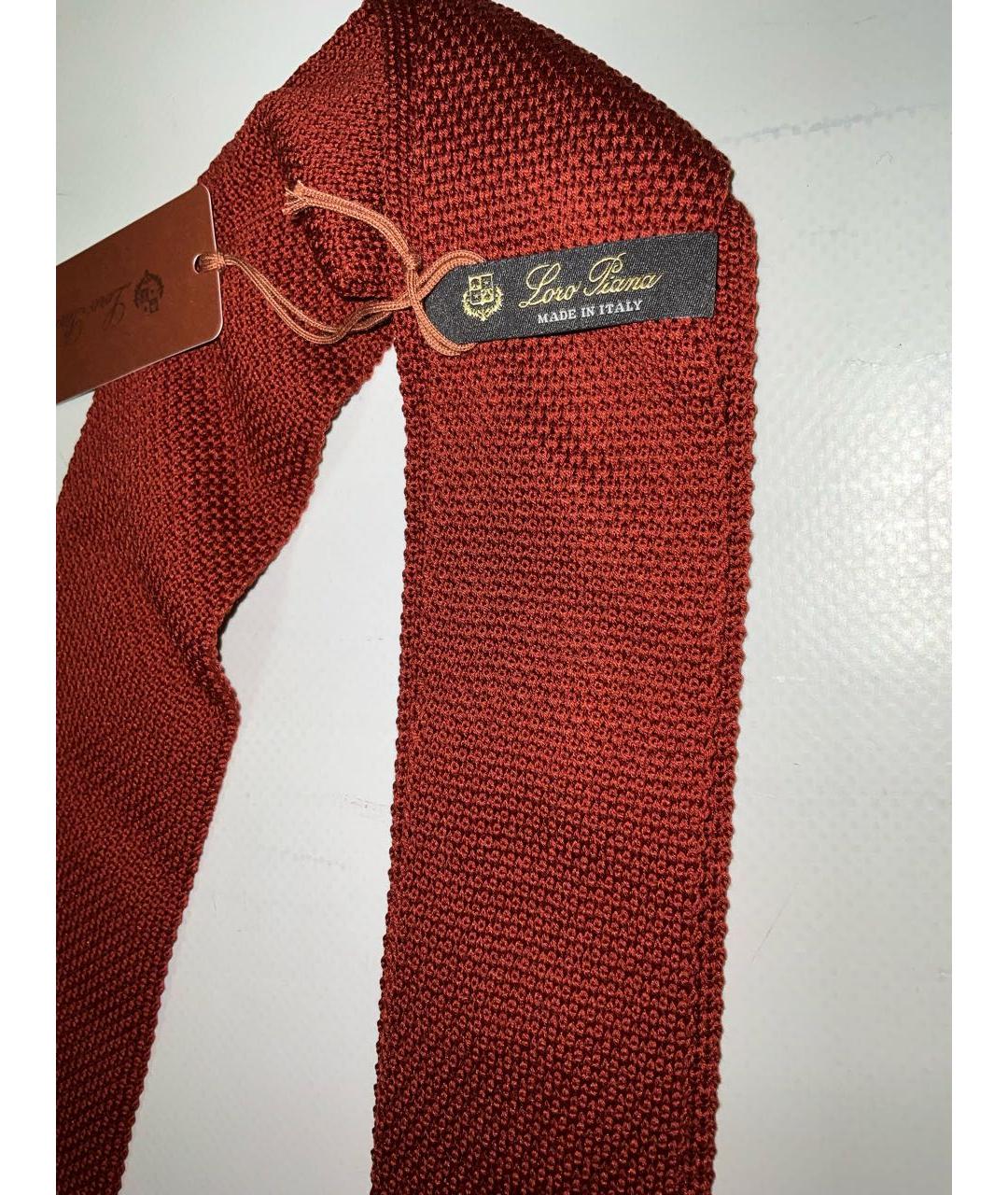 LORO PIANA Бордовый шелковый галстук, фото 4