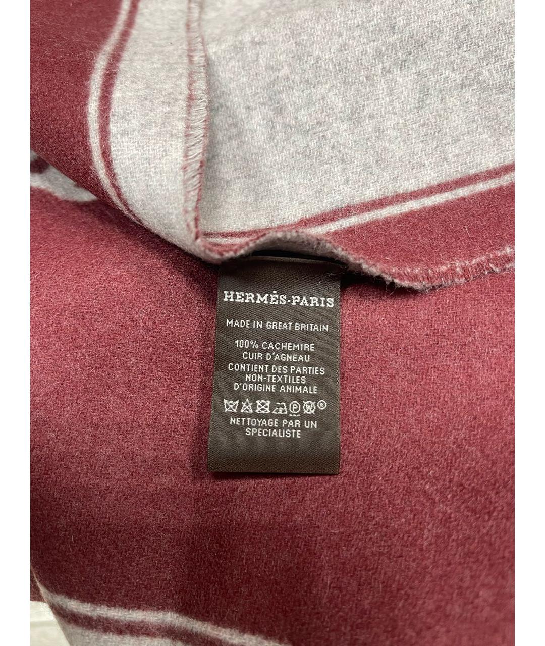 HERMES Бордовый кашемировый шарф, фото 4