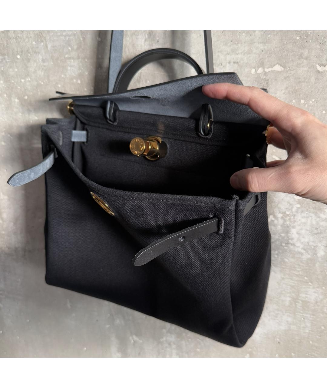 HERMES Черная сумка тоут, фото 6