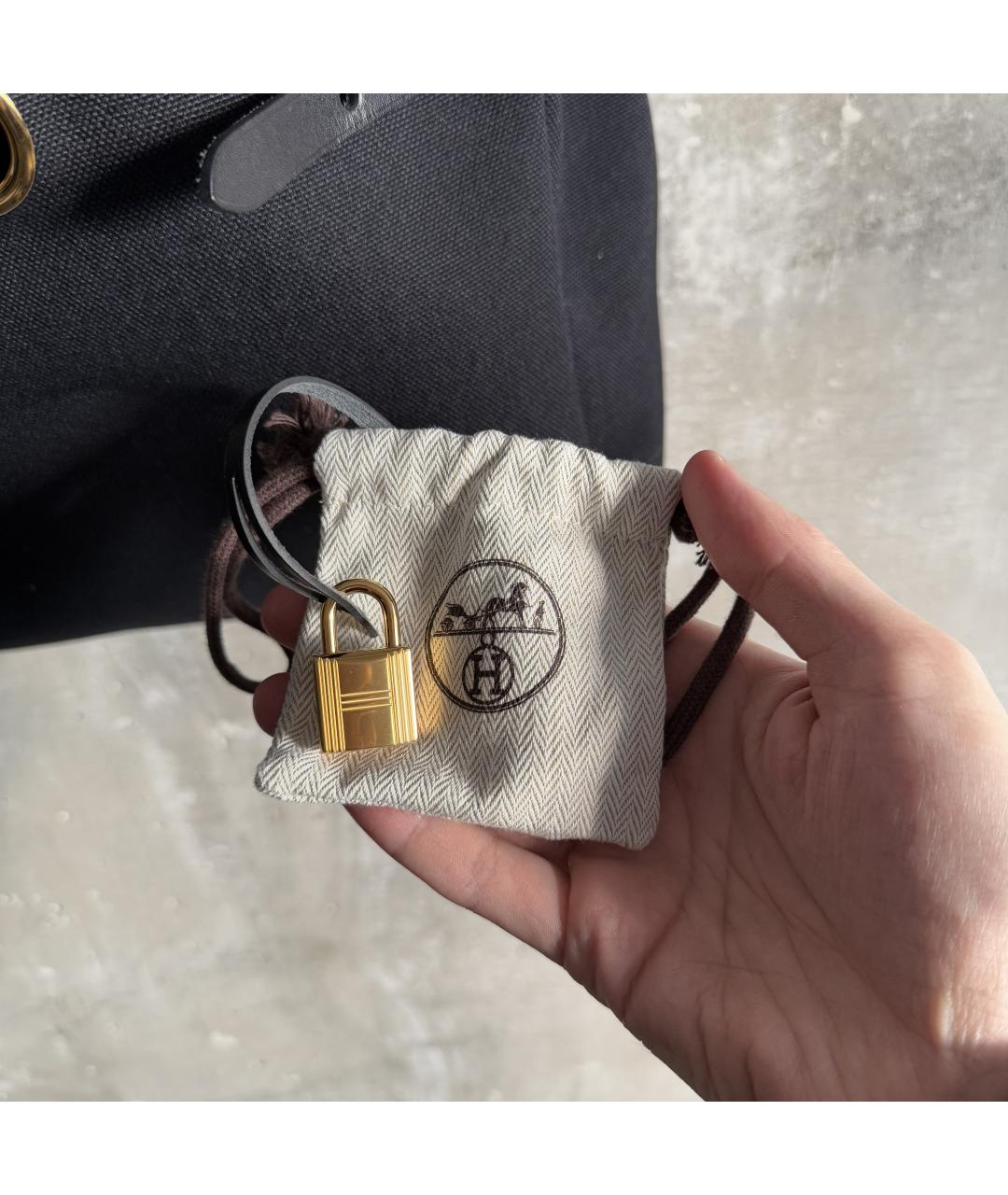 HERMES Черная сумка тоут, фото 9