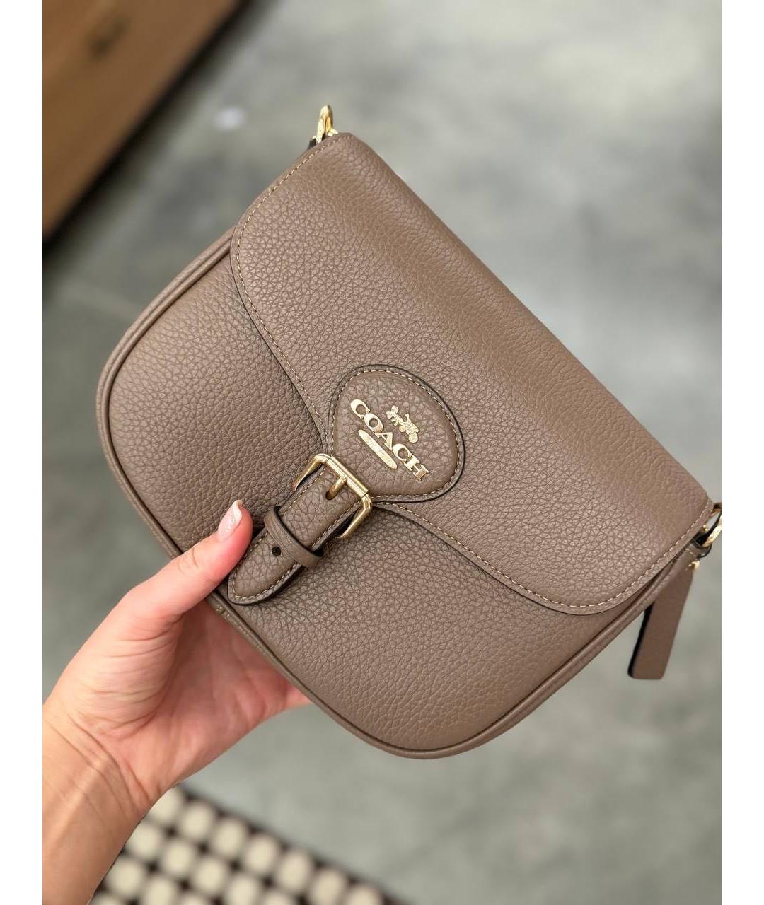 COACH Коричневая кожаная сумка через плечо, фото 6