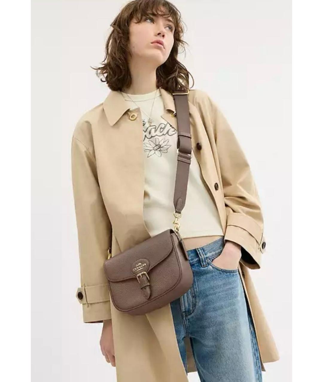 COACH Серая кожаная сумка через плечо, фото 2