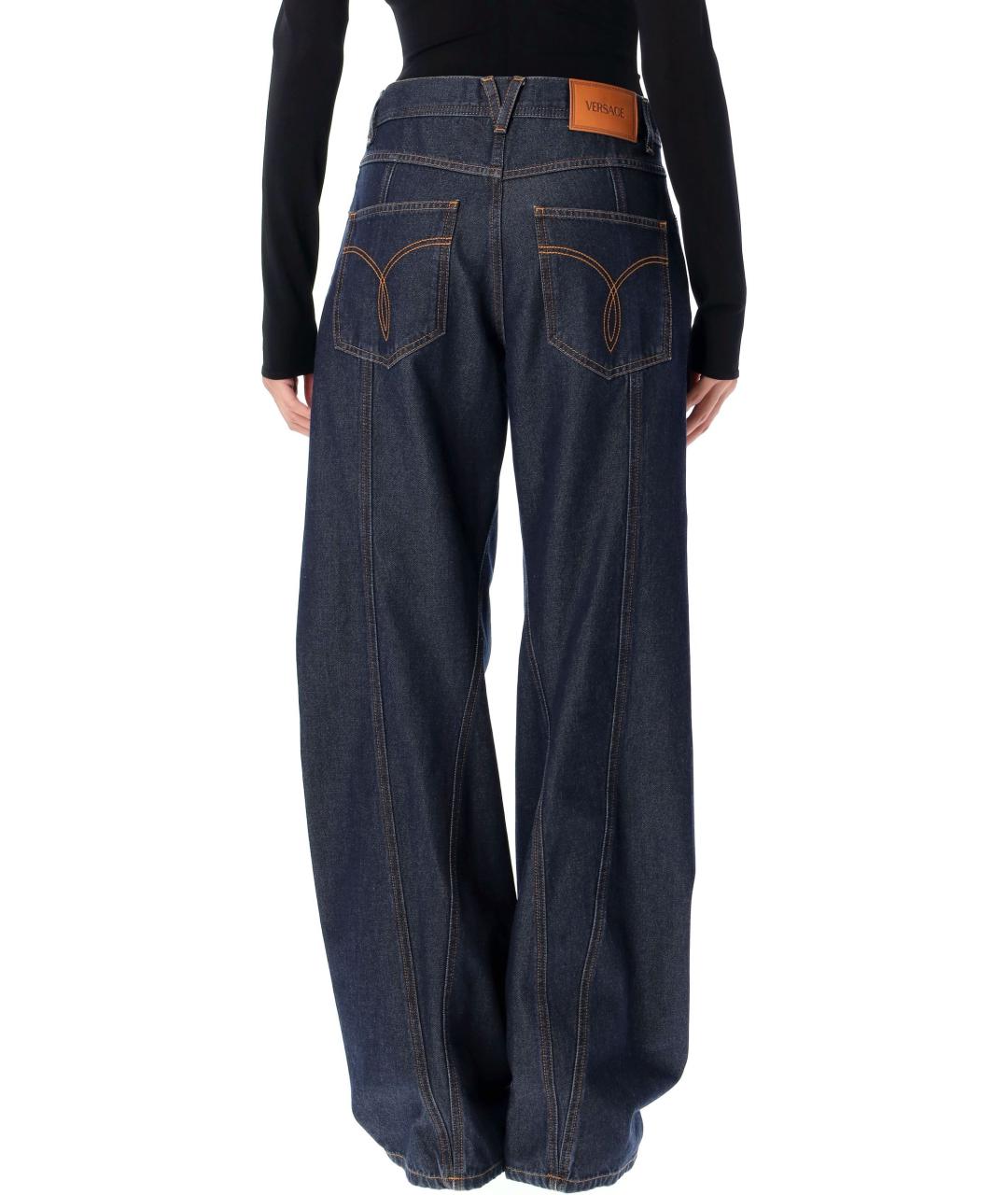 VERSACE Синие хлопковые прямые джинсы, фото 3