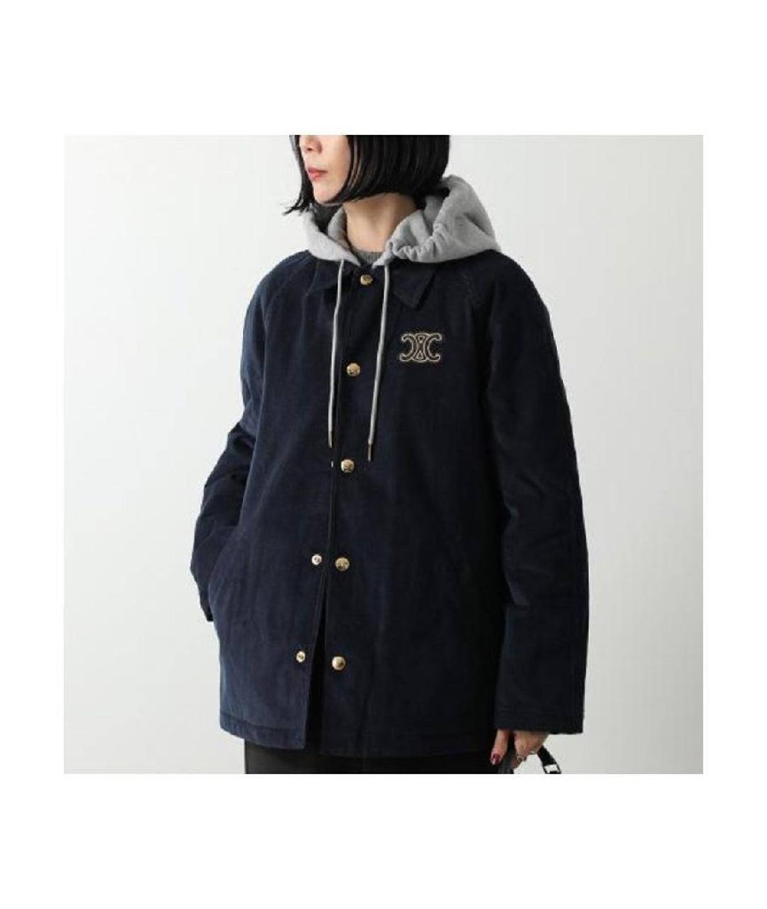 CELINE Темно-синяя велюровая куртка, фото 2