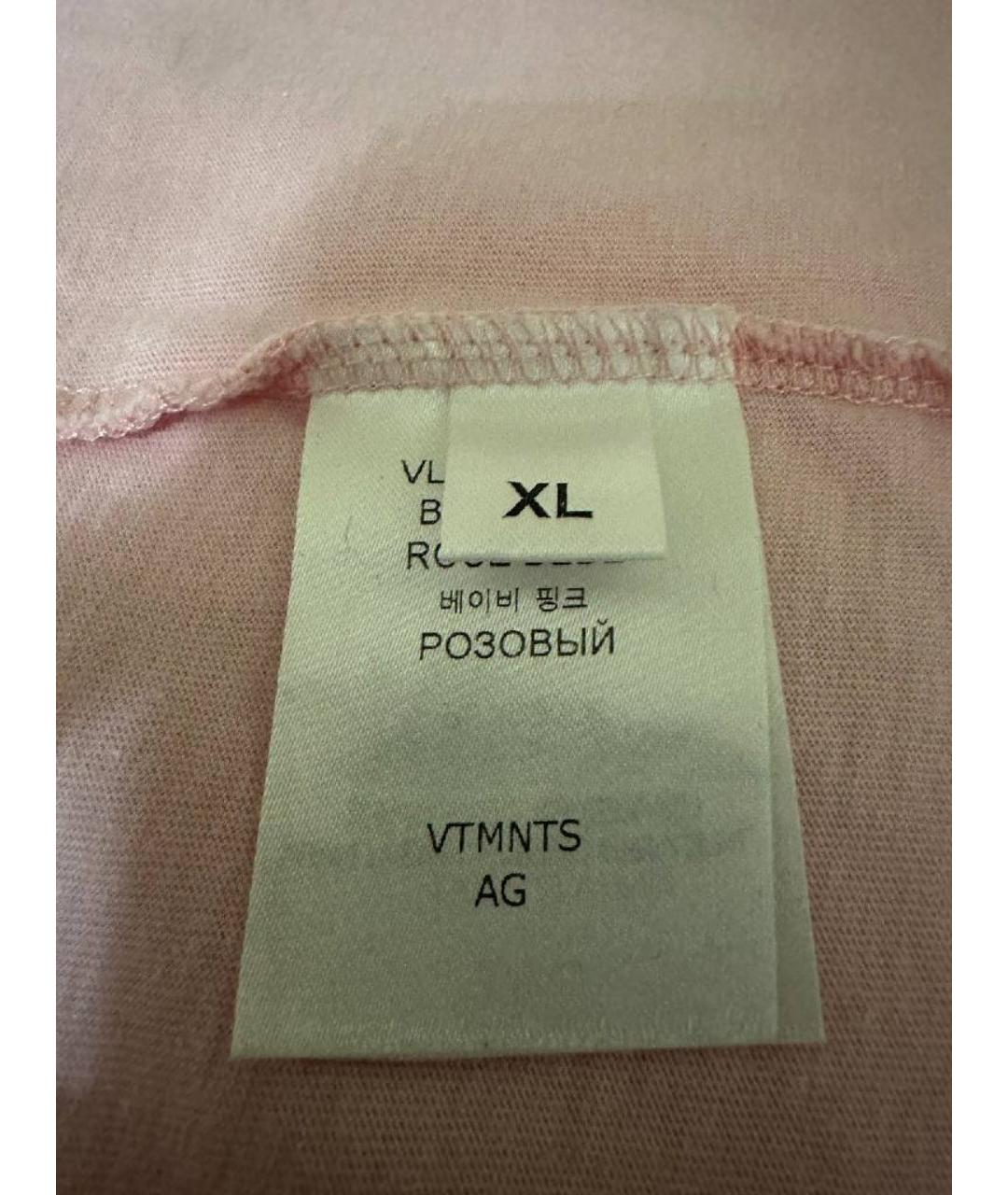 VETEMENTS Коралловая хлопковая футболка, фото 4