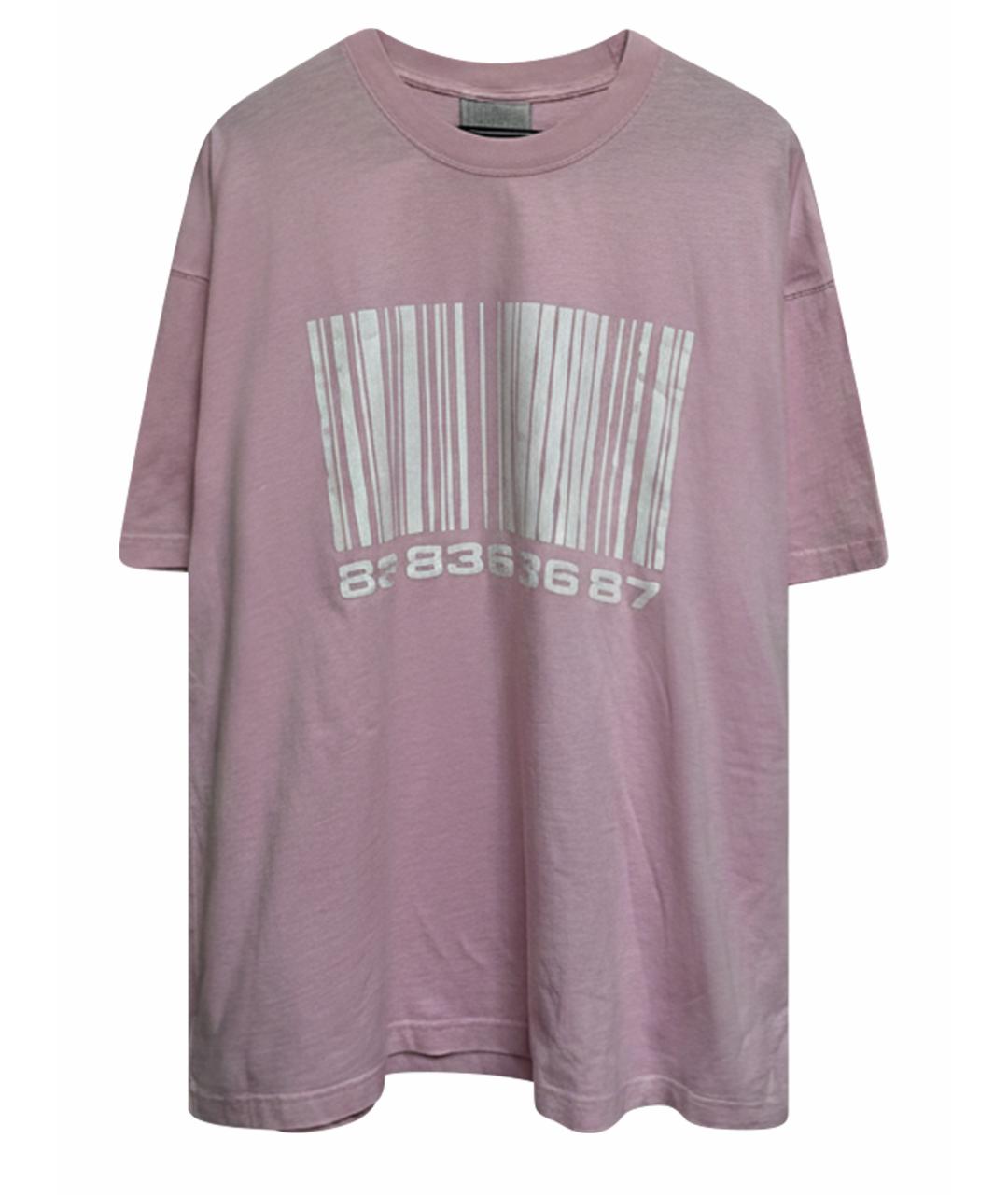 VETEMENTS Коралловая хлопковая футболка, фото 1