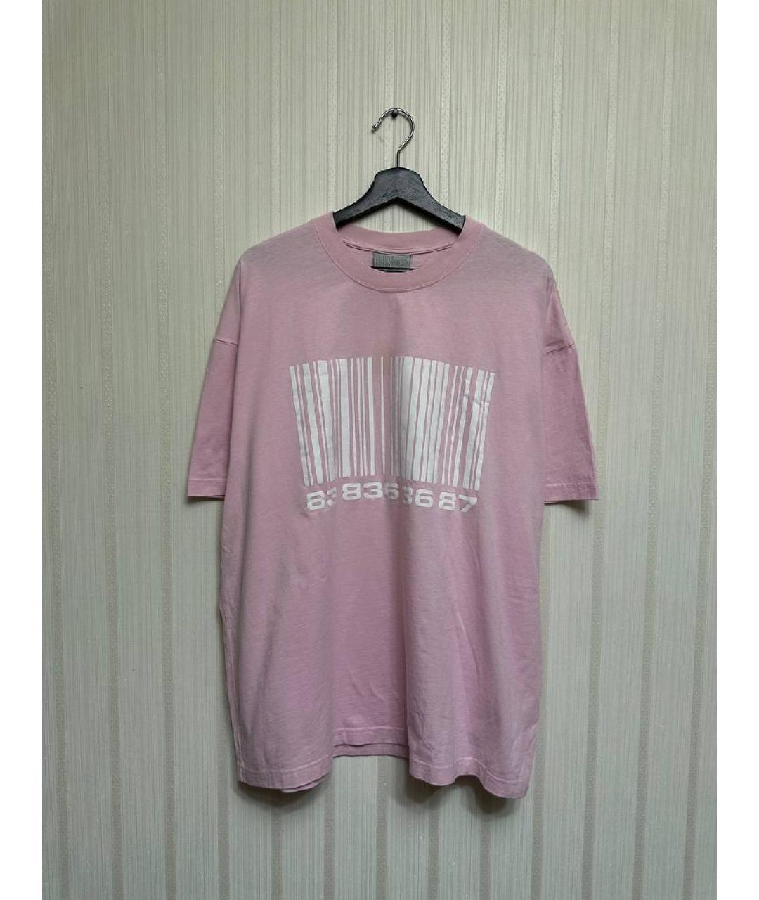 VETEMENTS Коралловая хлопковая футболка, фото 5