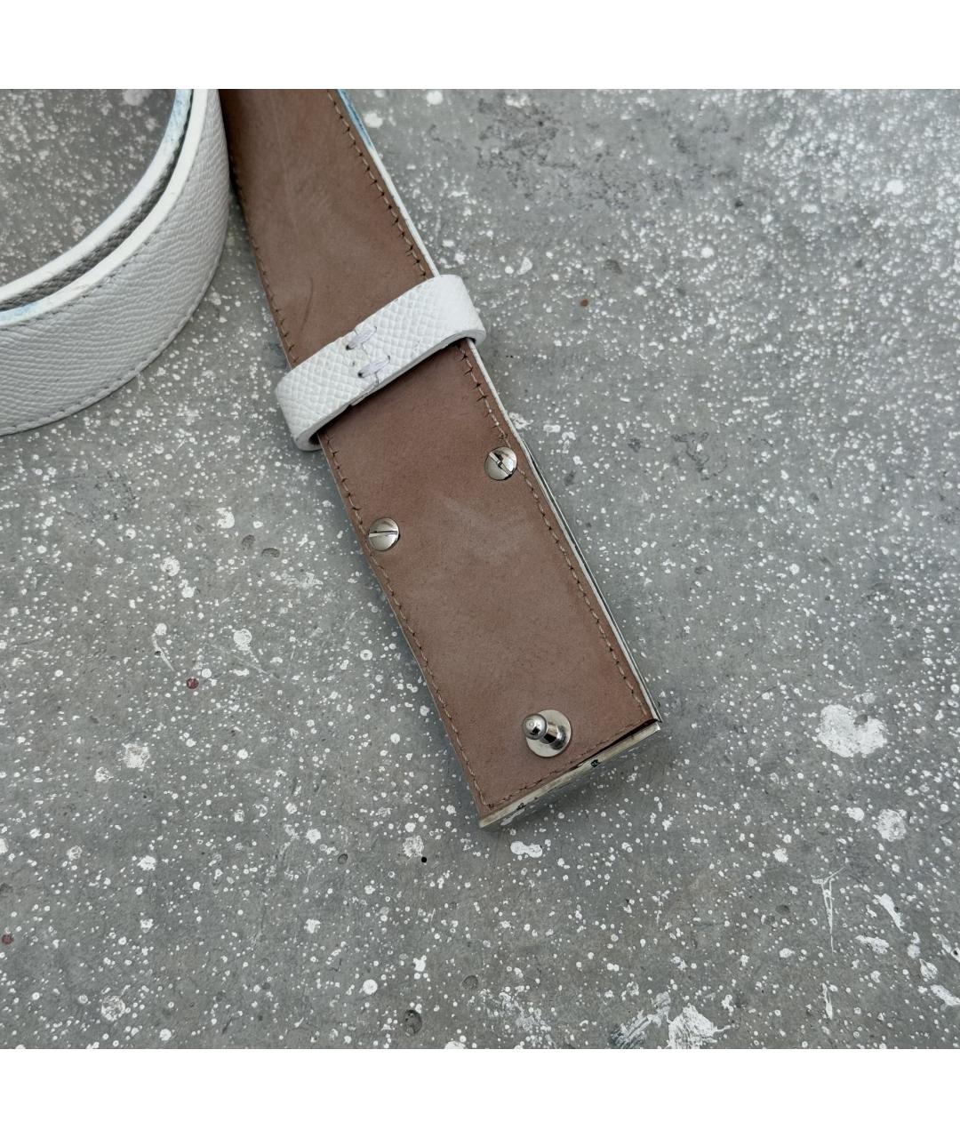 DOLCE&GABBANA Белый кожаный ремень, фото 3