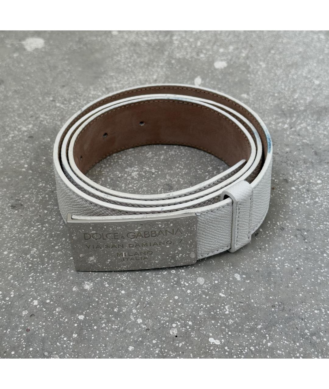 DOLCE&GABBANA Белый кожаный ремень, фото 8