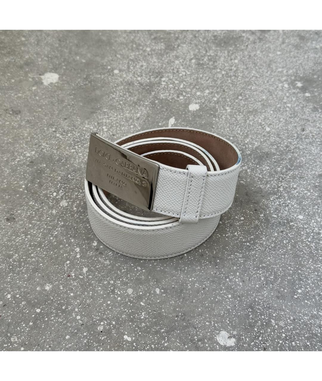 DOLCE&GABBANA Белый кожаный ремень, фото 6