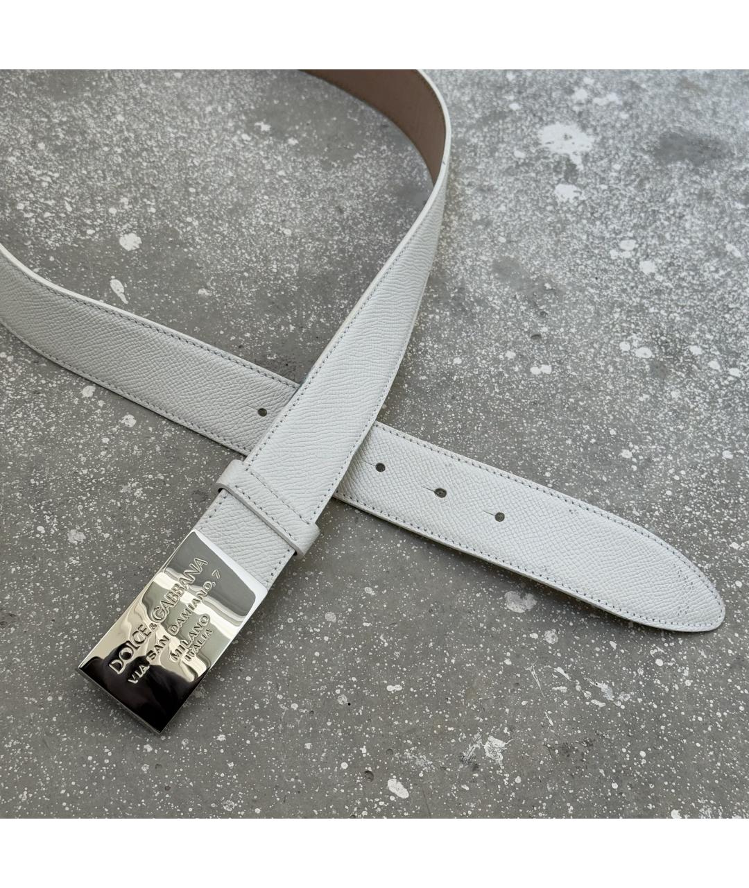 DOLCE&GABBANA Белый кожаный ремень, фото 5