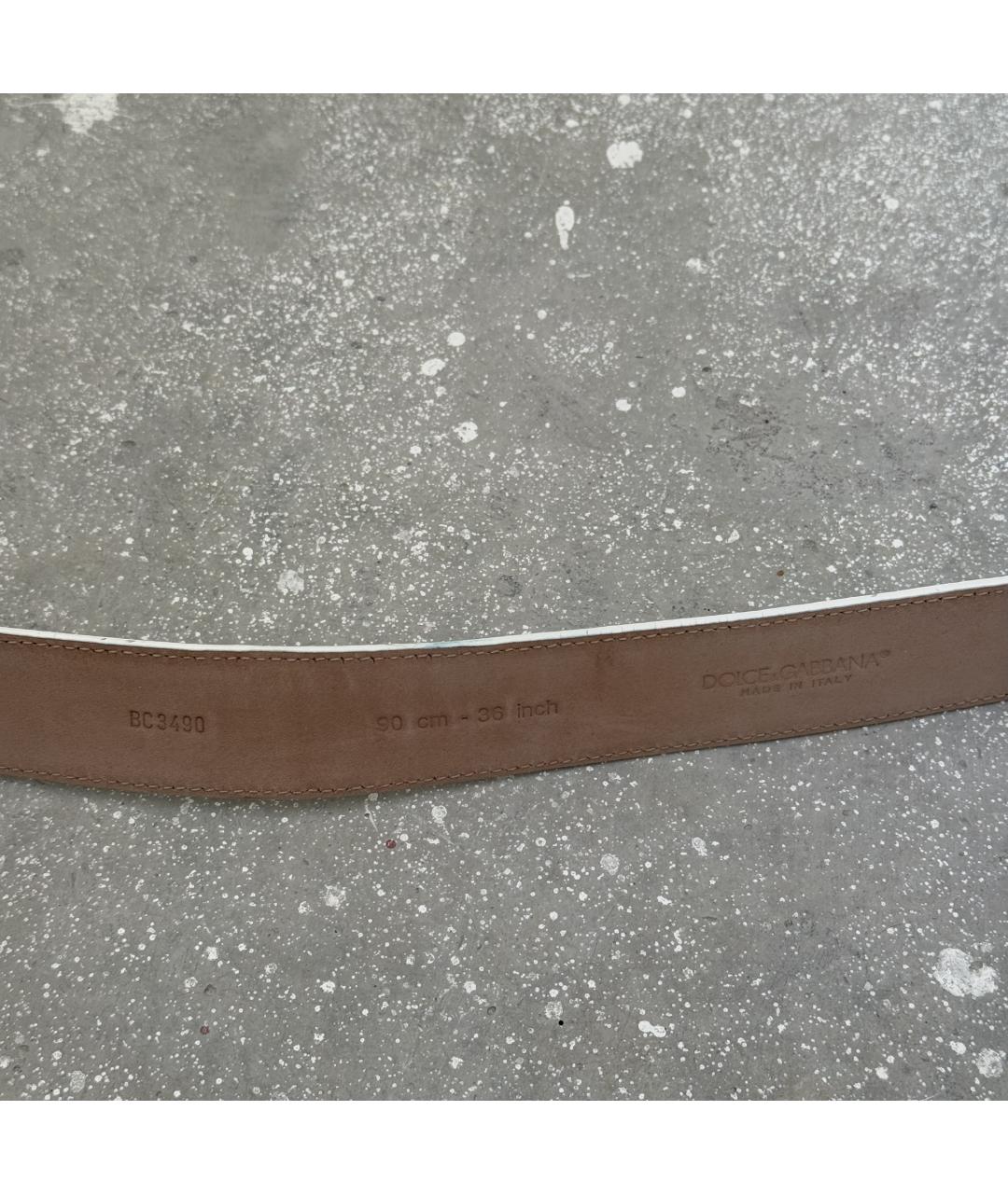 DOLCE&GABBANA Белый кожаный ремень, фото 4