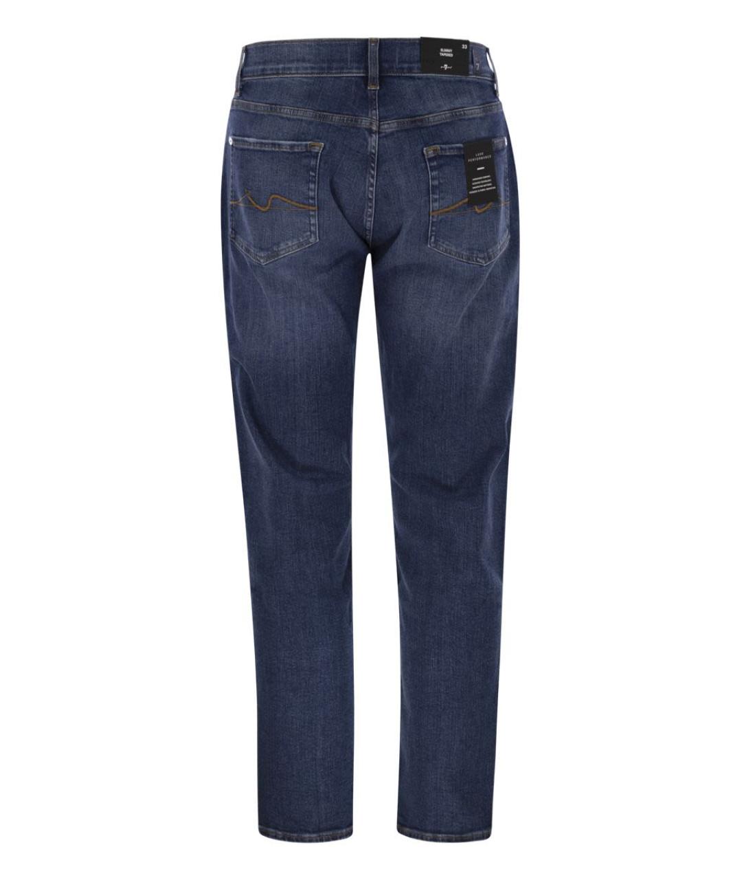 7 FOR ALL MANKIND Синие хлопковые прямые джинсы, фото 2