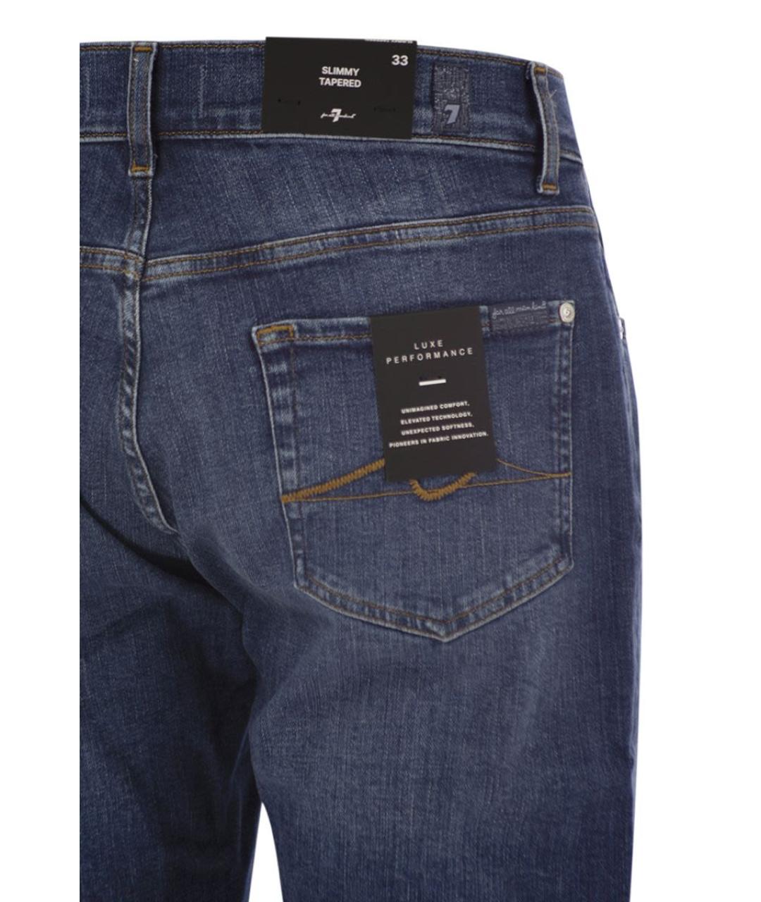 7 FOR ALL MANKIND Синие хлопковые прямые джинсы, фото 4