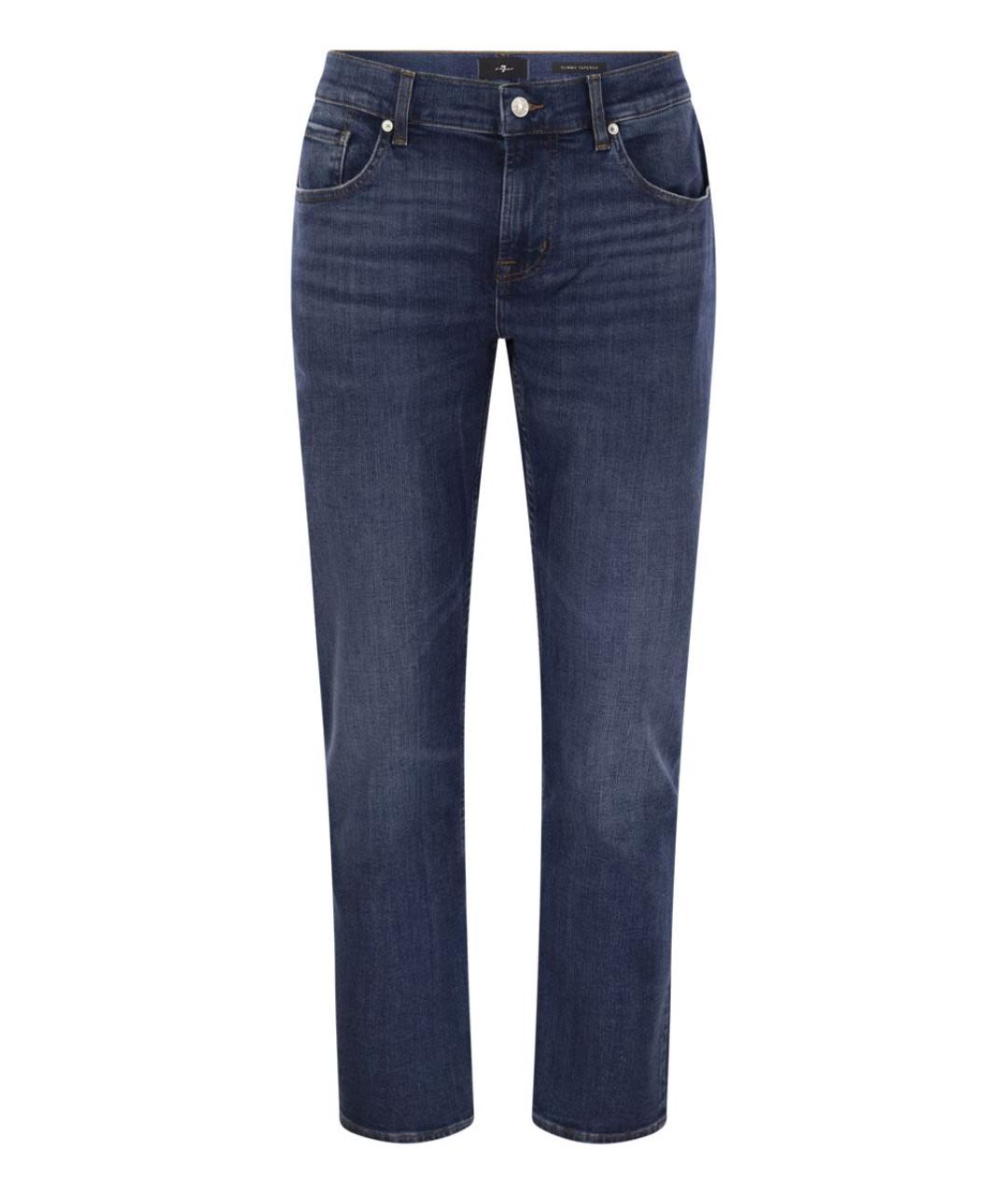 7 FOR ALL MANKIND Синие хлопковые прямые джинсы, фото 1