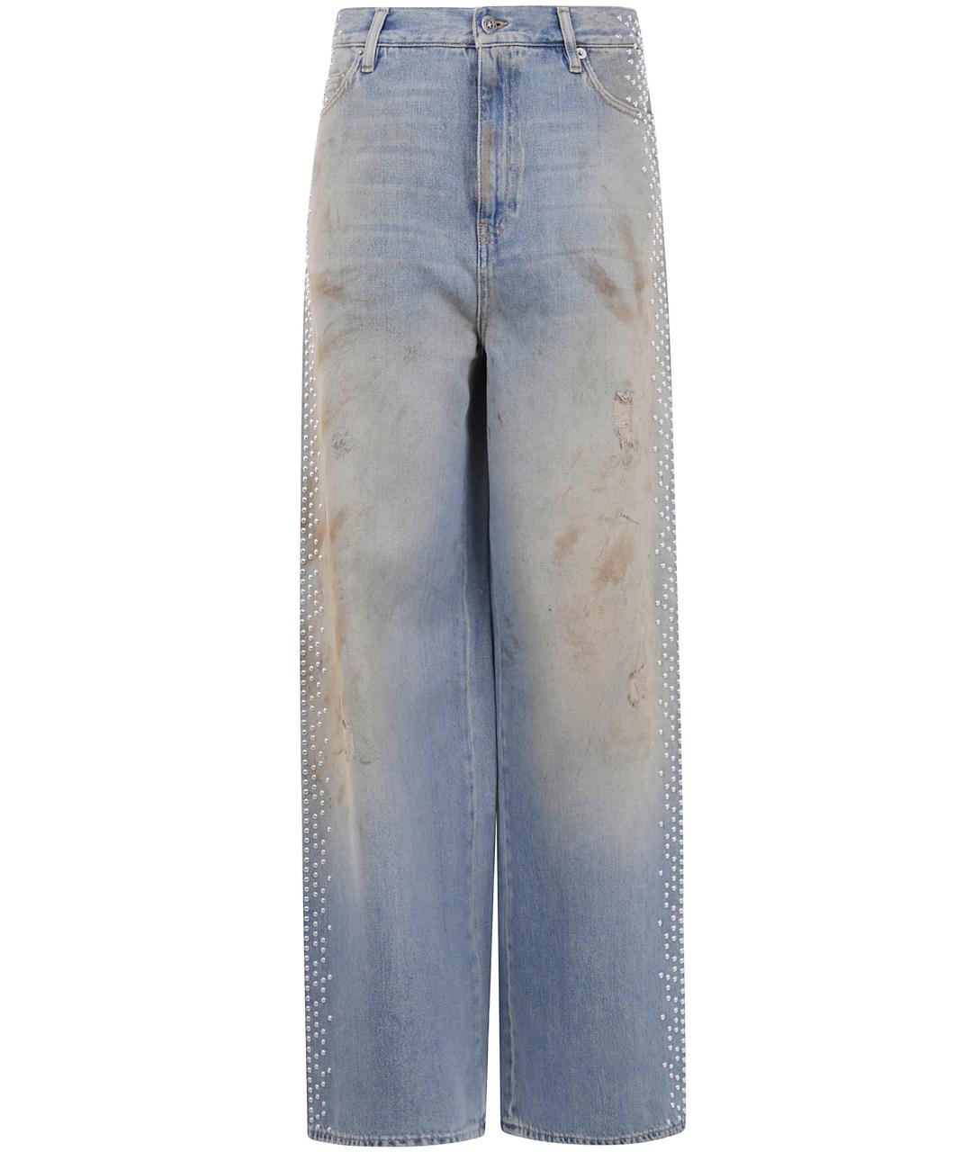 GOLDEN GOOSE DELUXE BRAND Голубые хлопковые прямые джинсы, фото 1