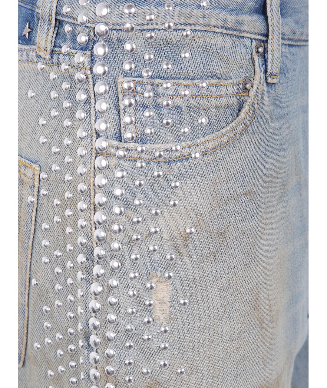 GOLDEN GOOSE DELUXE BRAND Голубые хлопковые прямые джинсы, фото 3