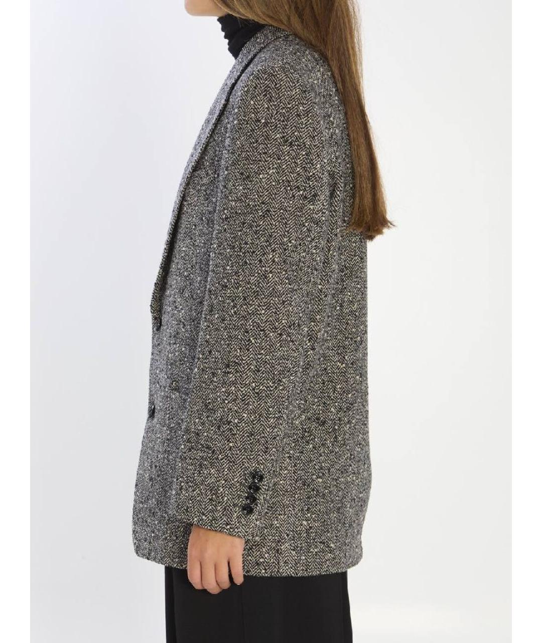 CELINE Серый твидовый жакет/пиджак, фото 3