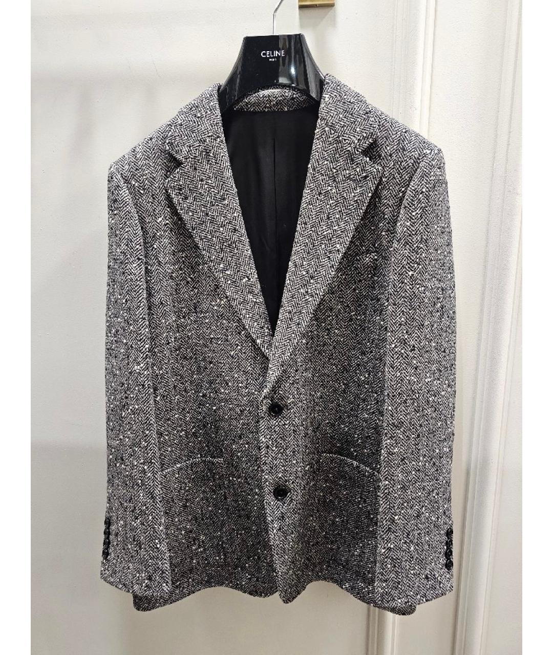 CELINE Серый твидовый жакет/пиджак, фото 5