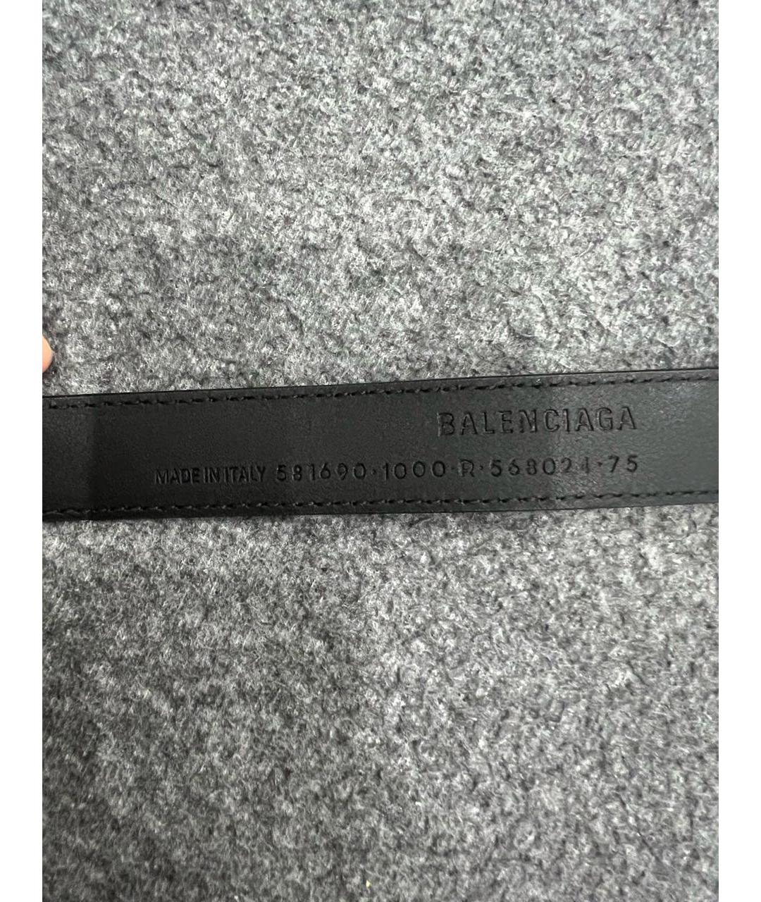 BALENCIAGA Черный кожаный ремень, фото 3