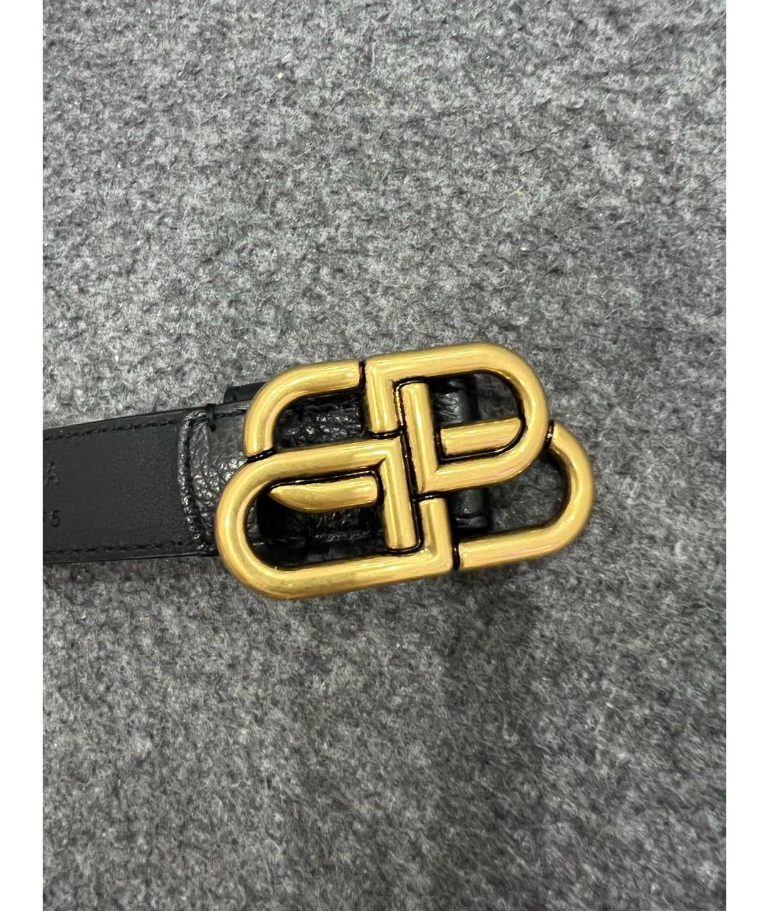 BALENCIAGA Черный кожаный ремень, фото 5