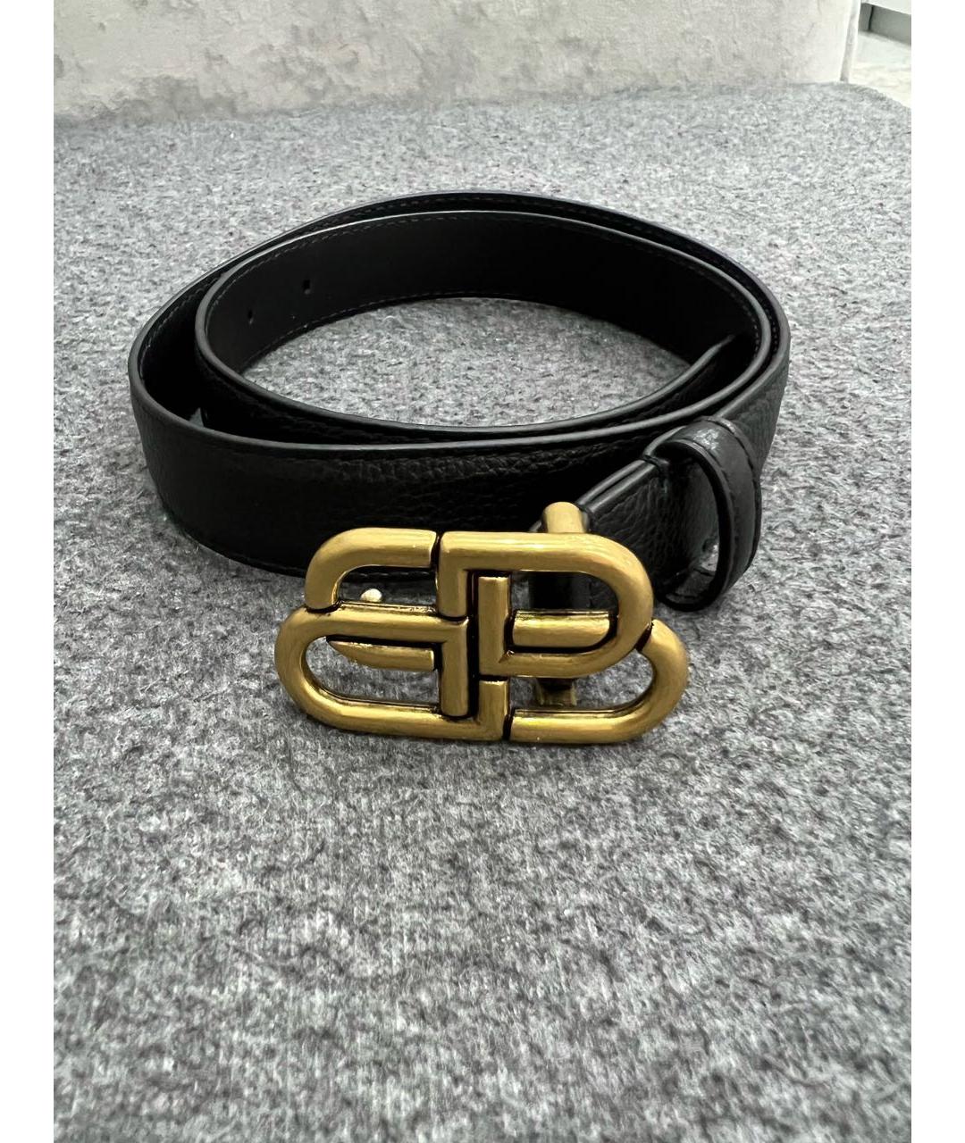 BALENCIAGA Черный кожаный ремень, фото 4