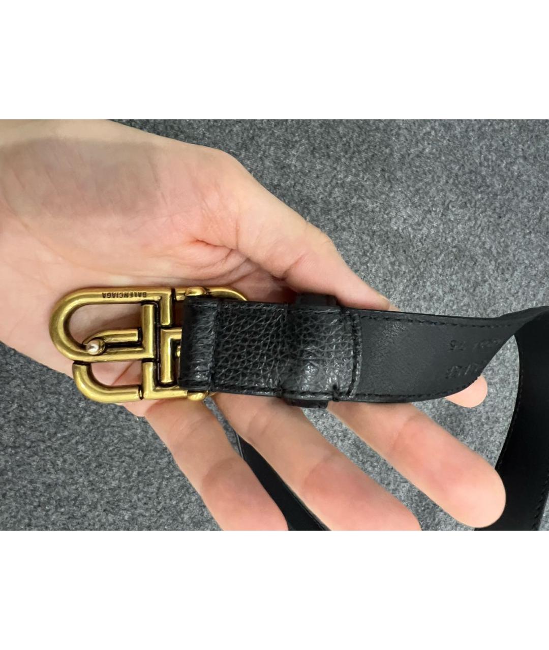 BALENCIAGA Черный кожаный ремень, фото 2