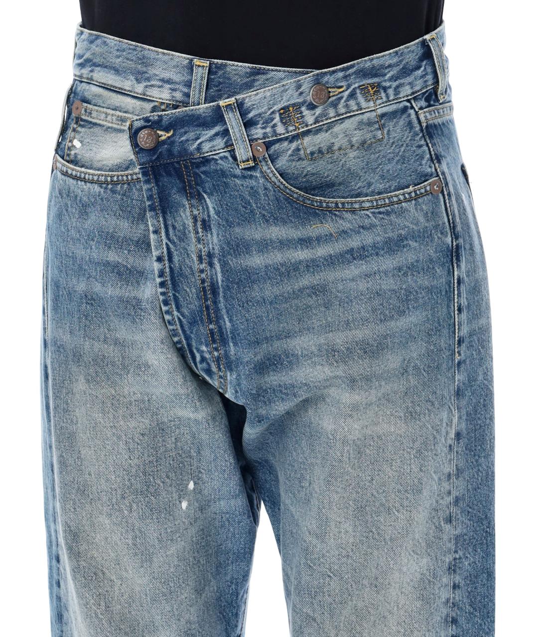 R13 Синие хлопковые прямые джинсы, фото 3