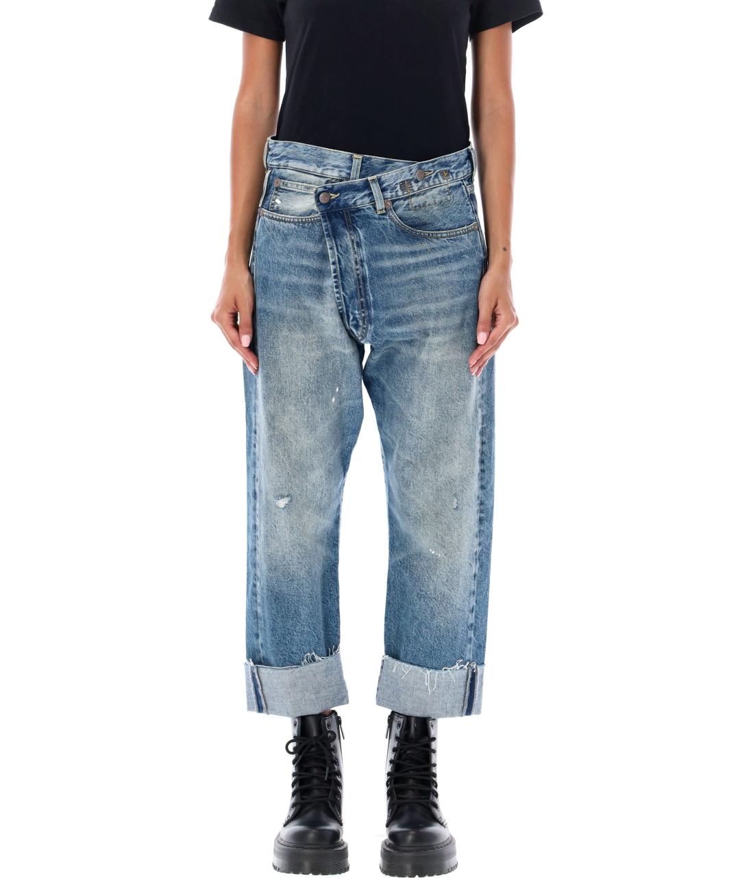 R13 Синие хлопковые прямые джинсы, фото 4