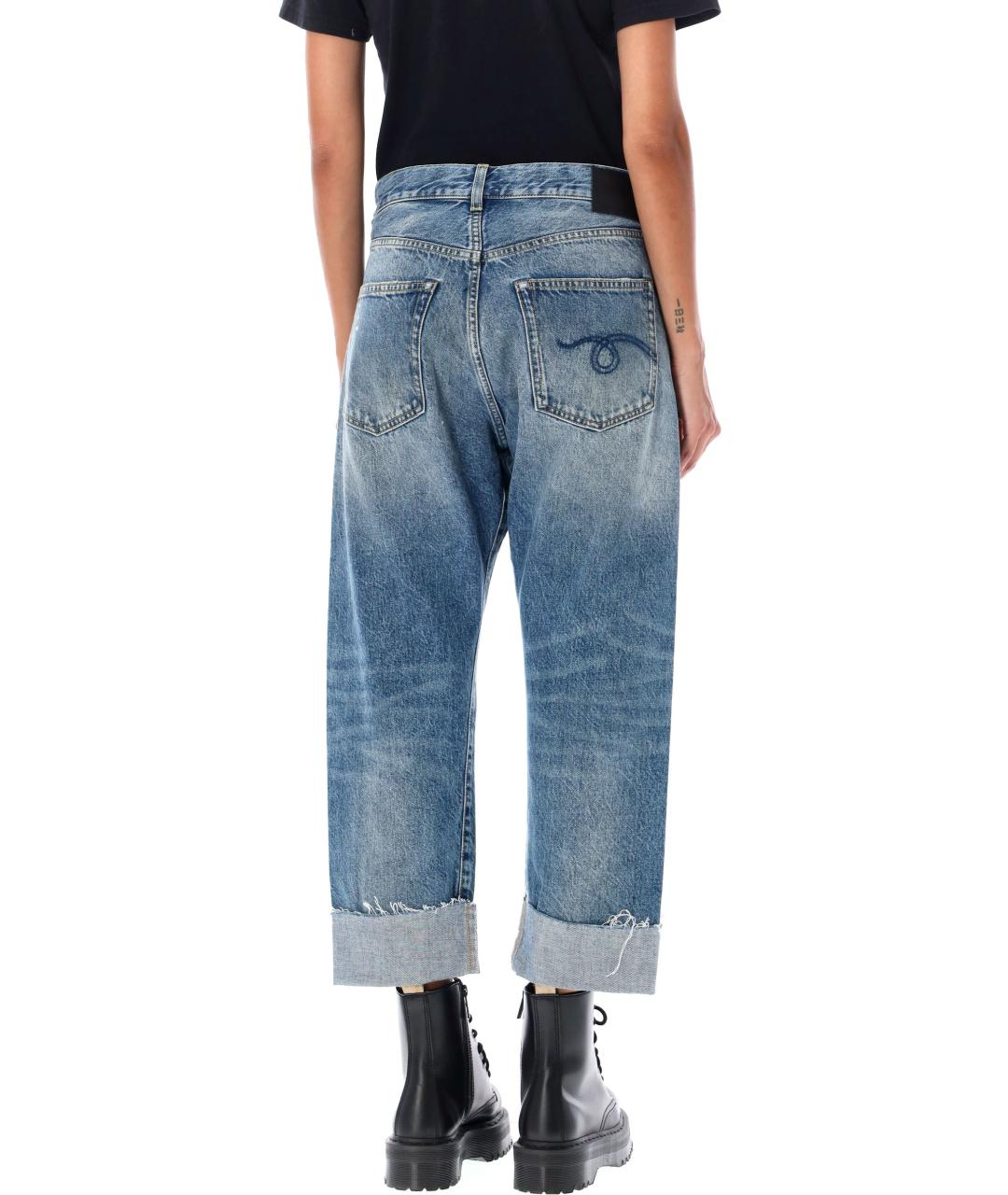 R13 Синие хлопковые прямые джинсы, фото 2