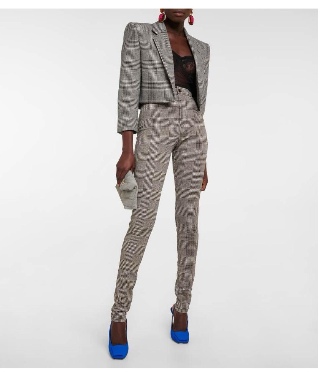 SAINT LAURENT Серые вискозные брюки узкие, фото 7